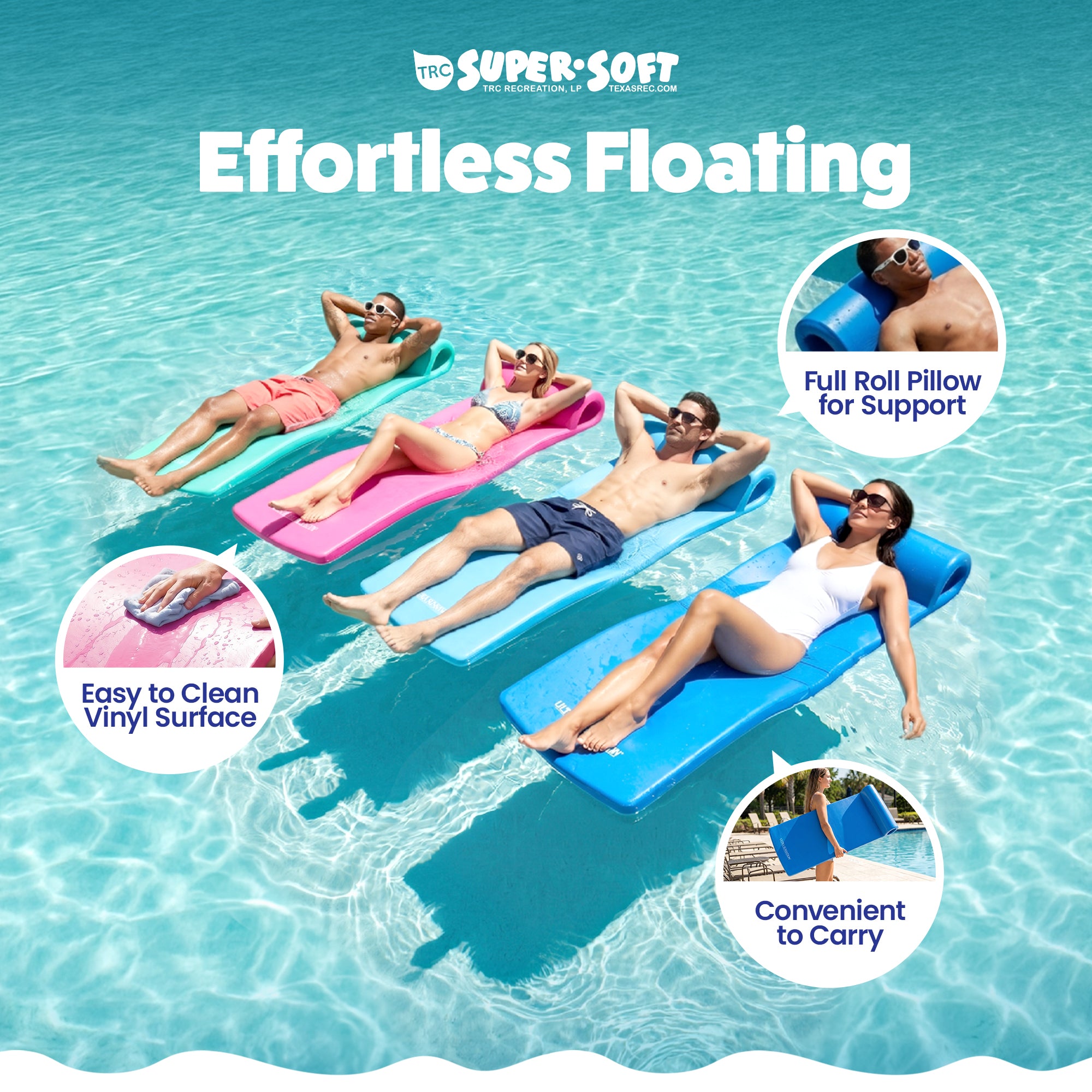 TRC Recreation Ultra Sunsation 2.5 Inch Thick Foam Pool Float Mat, (Open Box) - VMInnovations