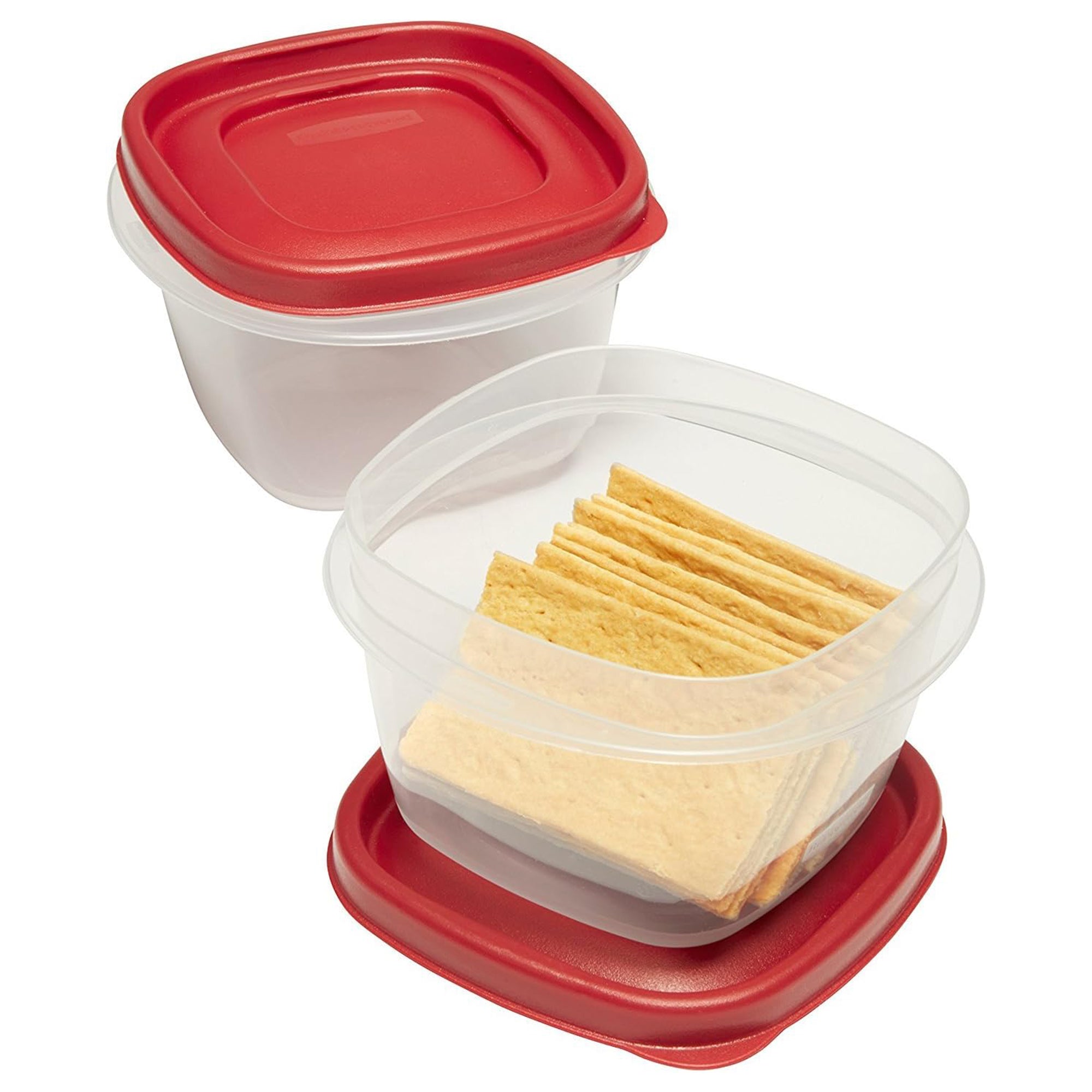 Rubbermaid Clear Food Storage and Organization Container Set w/ Lid, 8 Pack, Red