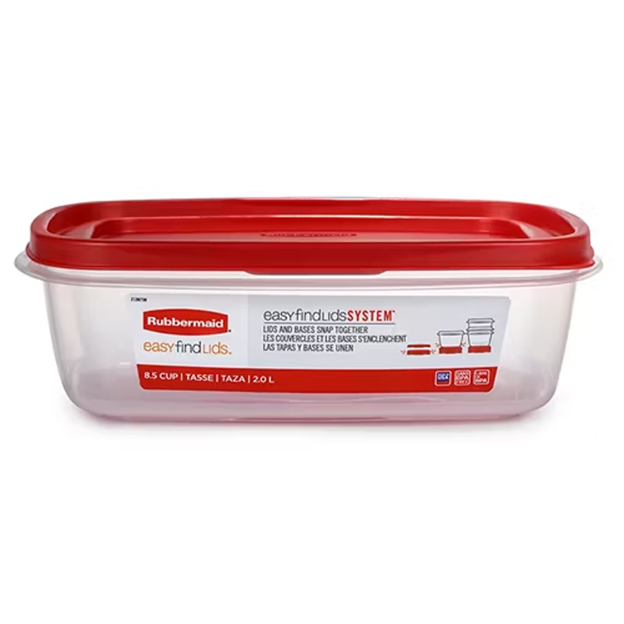 Rubbermaid Clear Food Storage and Organization Container with Lid, (Used)