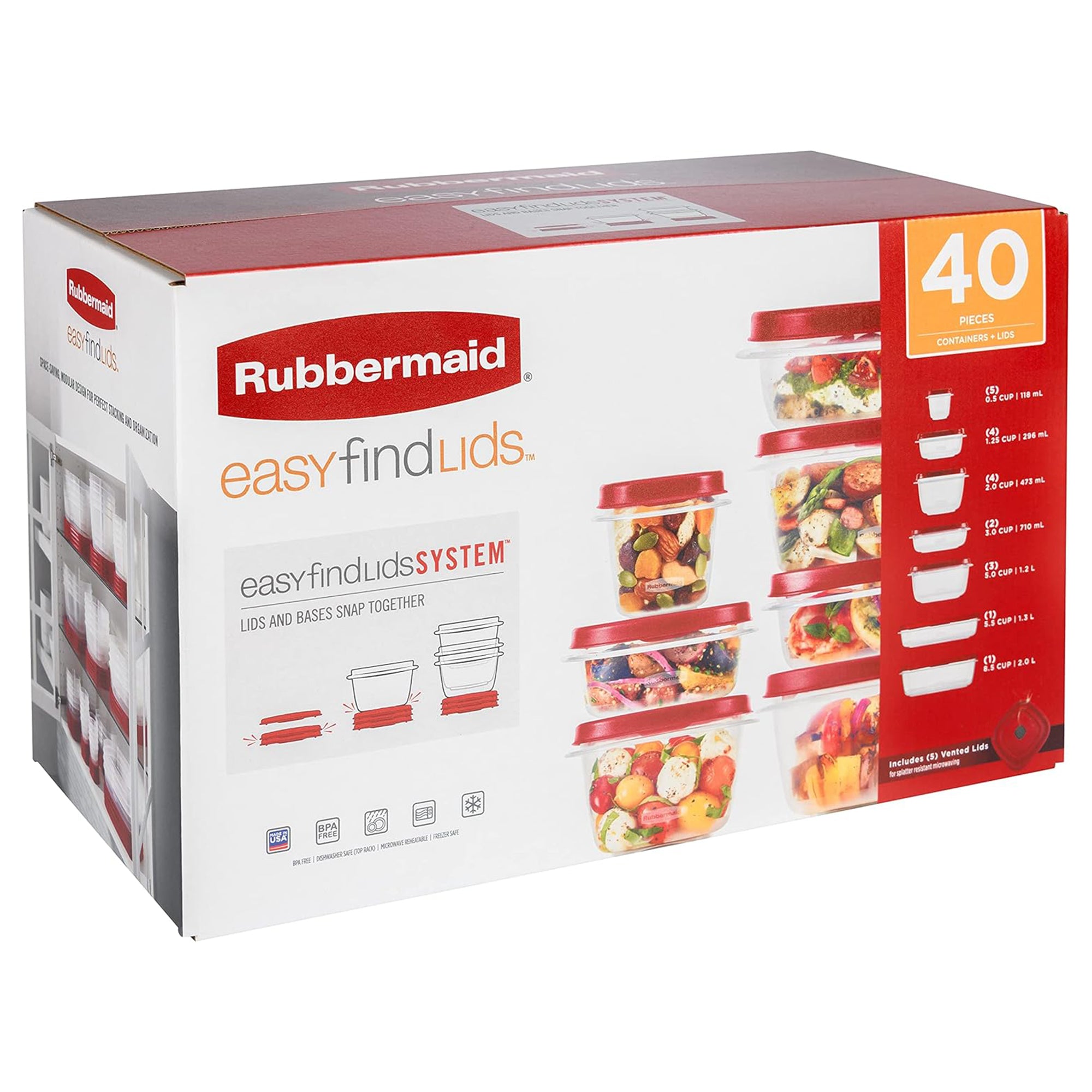 Rubbermaid Clear Food Storage and Organization Set with Lids, 42 Pc Set (Used)