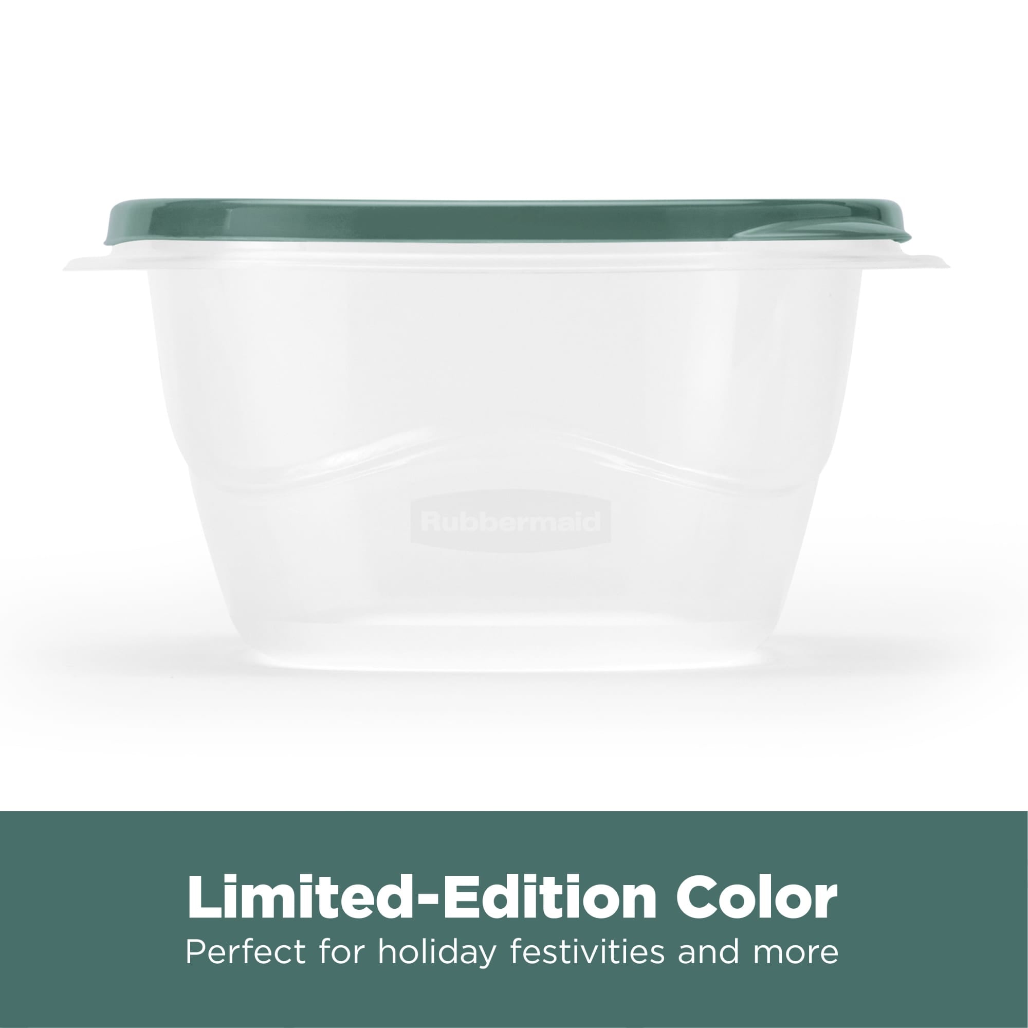 Rubbermaid Clear Food Storage Container with Lid, 5.2 Cup, Green, Pack of 4 - VMInnovations