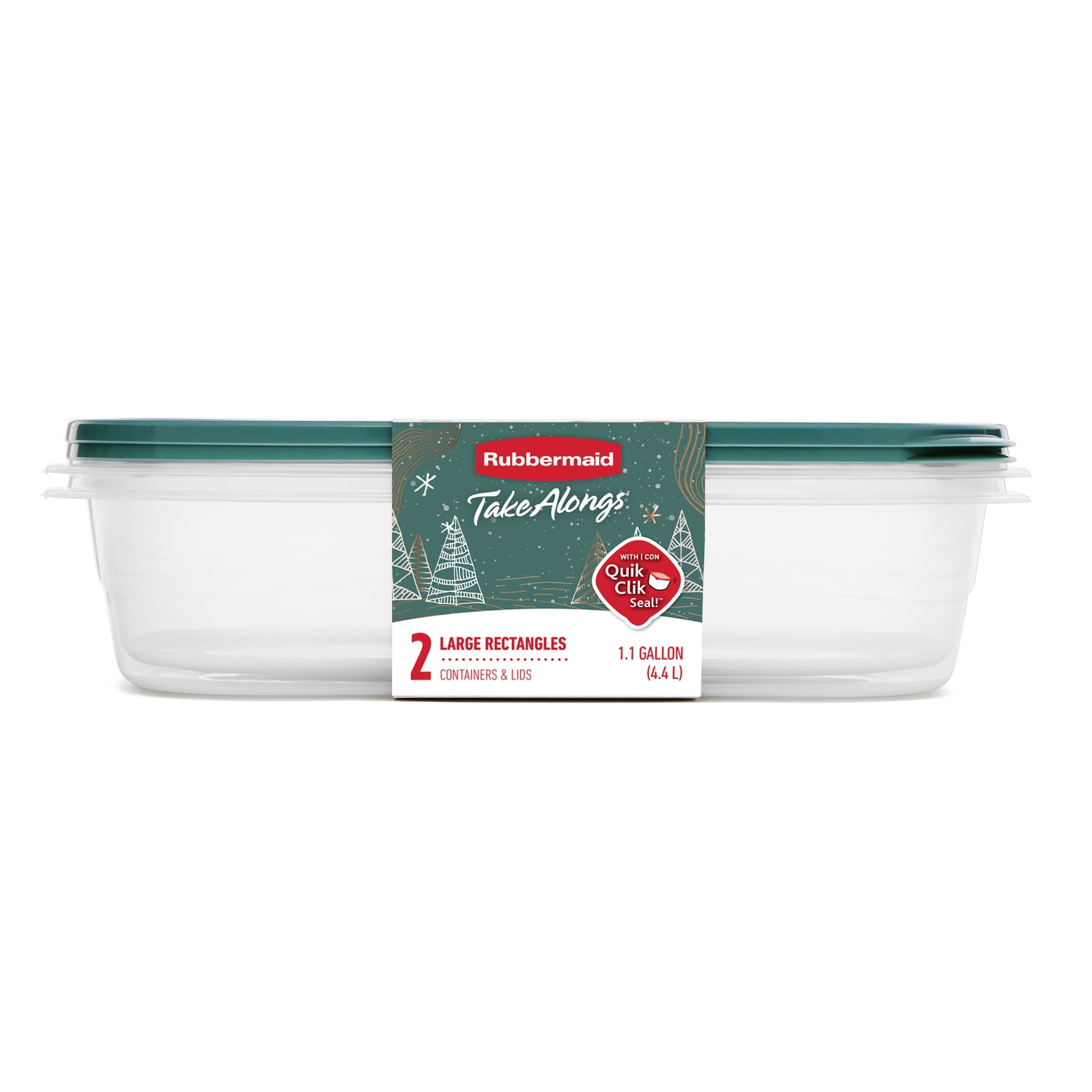 Rubbermaid Clear Food Storage Container with Lid, 1.1 Gal, Green, Pack of 2 - VMInnovations