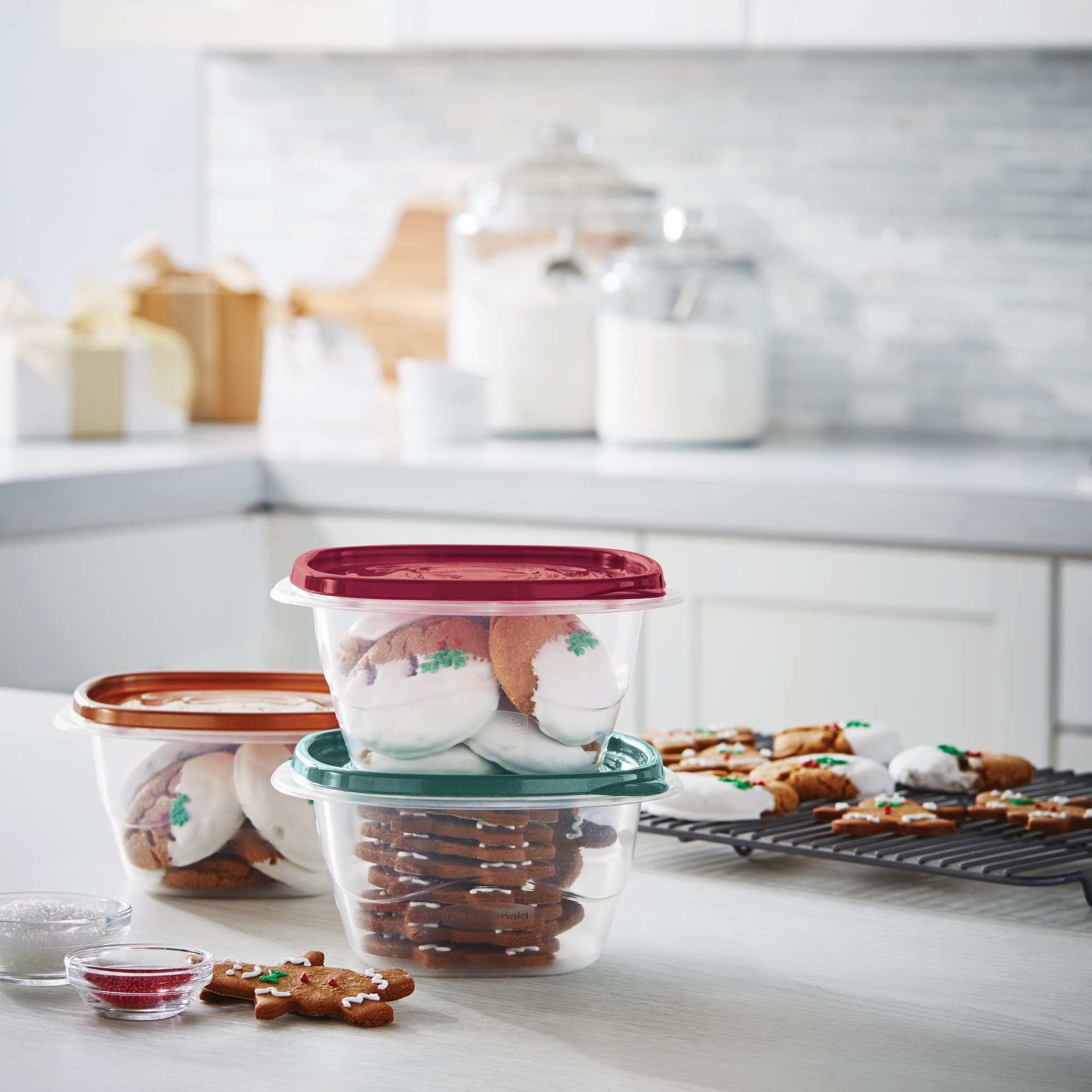 Rubbermaid Clear Food Storage Container with Lid, 11.7 Cup, Brown, Pack of 2 - VMInnovations