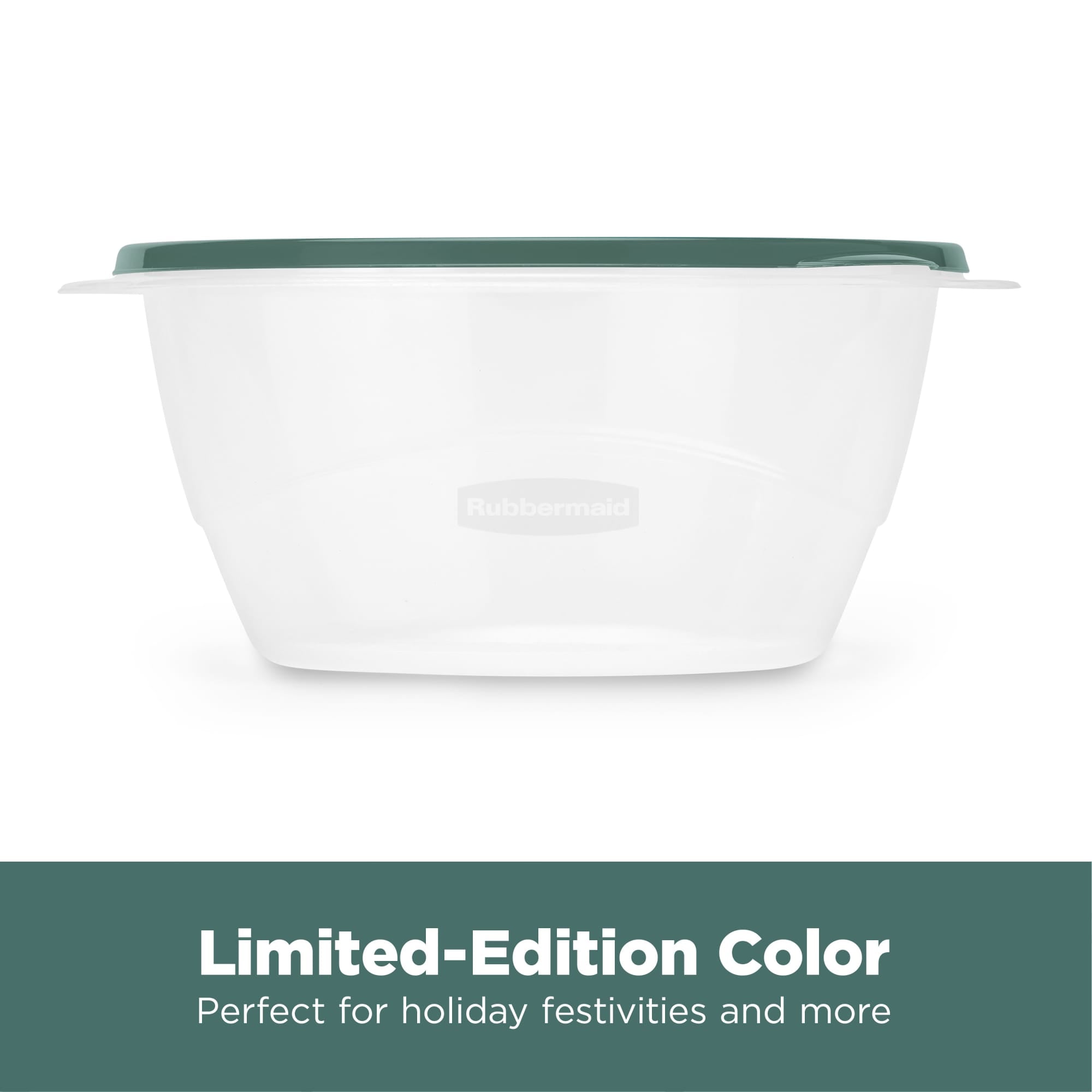 Rubbermaid Clear Food Storage Container with Lid, 15.7 Cup, Green, Pack of 2 - VMInnovations