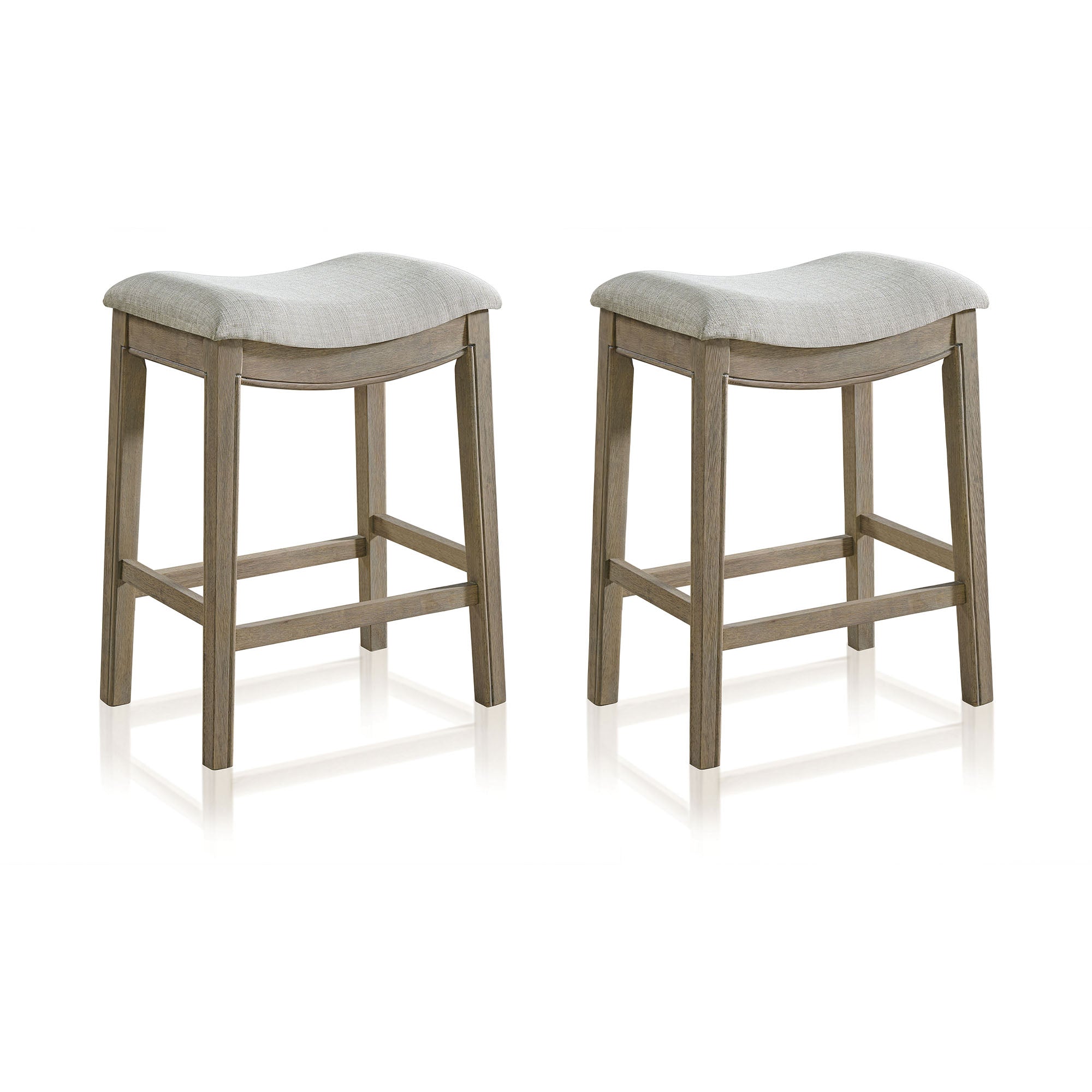 ROME + OAK Parker Backless Saddle Counter Stool, Reclaimed Oak, Grey, 2 Pack