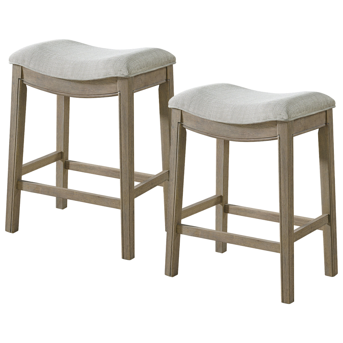 ROME + OAK Parker Backless Saddle Counter Stool, Reclaimed Oak, Grey, 2 Pack