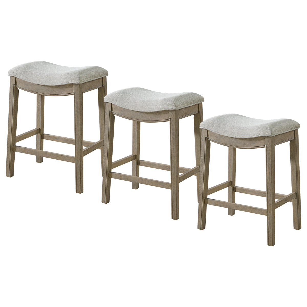 ROME + OAK Parker Backless Saddle Counter Stool, Reclaimed Oak, Grey, 3 Pack