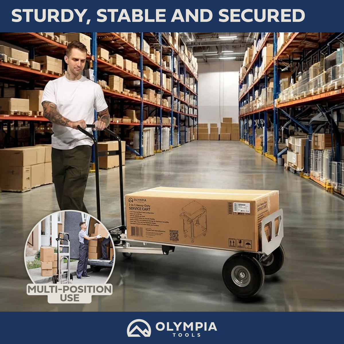 Olympia Tools 3-in-1 Aluminum Convertible Hand Truck, 4-Wheel Cart (For Parts)