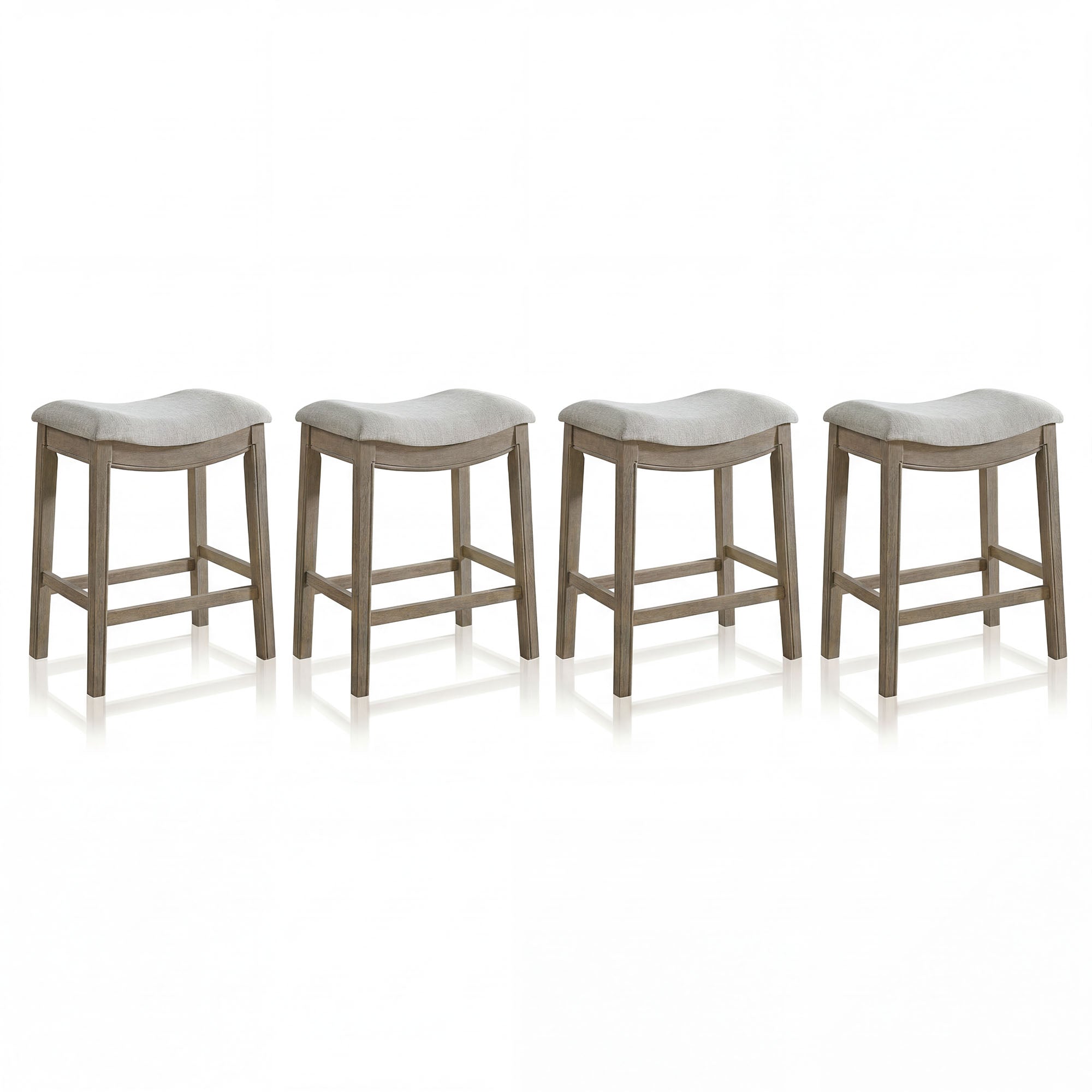 ROME + OAK Parker Backless Saddle Counter Stool, Reclaimed Oak, Grey, 4 Pack