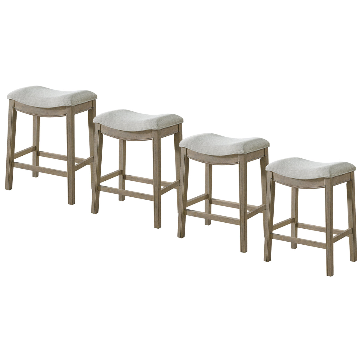 ROME + OAK Parker Backless Saddle Counter Stool, Reclaimed Oak, Grey, 4 Pack