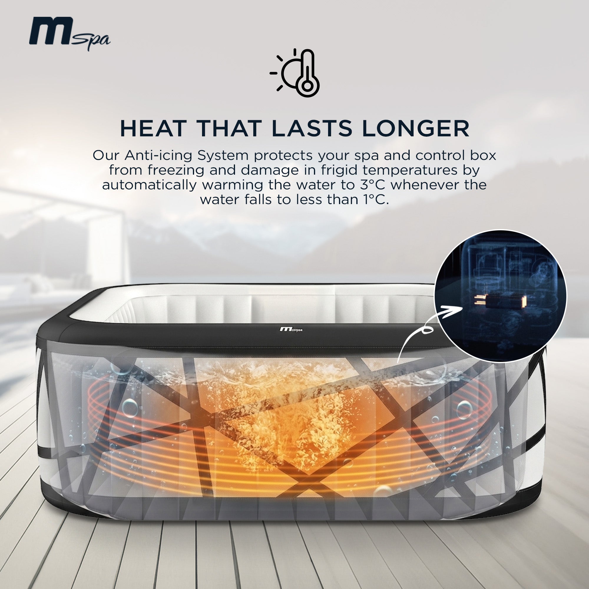 MSpa Soho Square Inflatable Bubble Massage Spa for 4-6 Person, Energy-Saving - VMInnovations