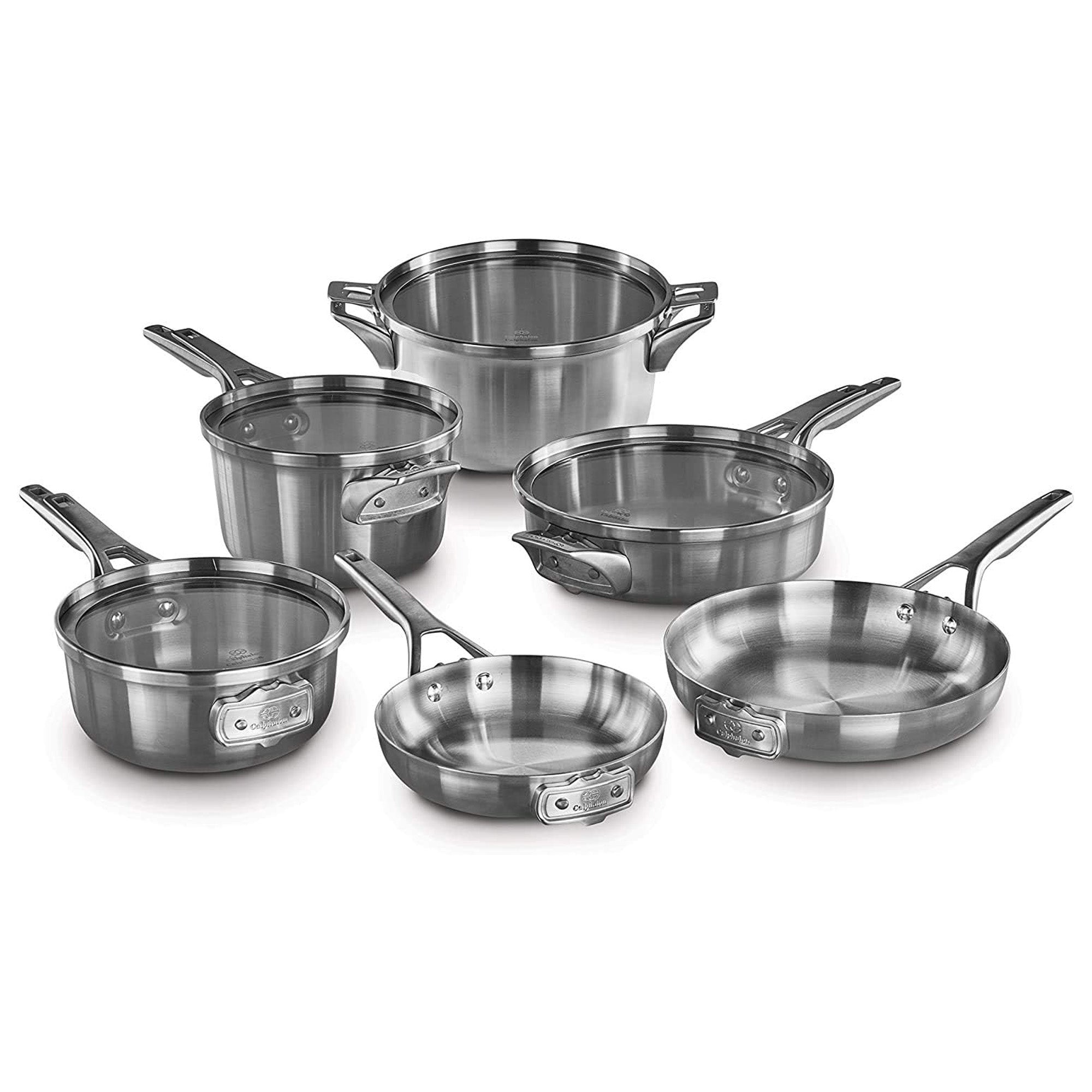 Calphalon Stainless Steel Pots and Pans Kitchen Cookware, 10 Piece Set, Silver - VMInnovations