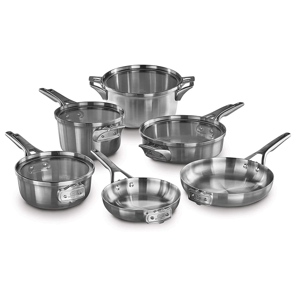 Calphalon Stainless Steel Pots and Pans Kitchen Cookware, 10 Piece Set, Silver (Open Box)