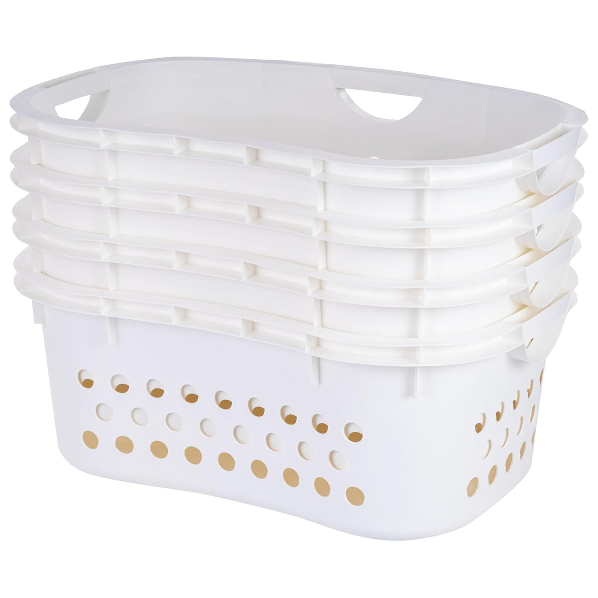 IRIS 4 Pk Comfort Carry Lightweight Laundry Basket W Ergonomic Curves (Open Box)