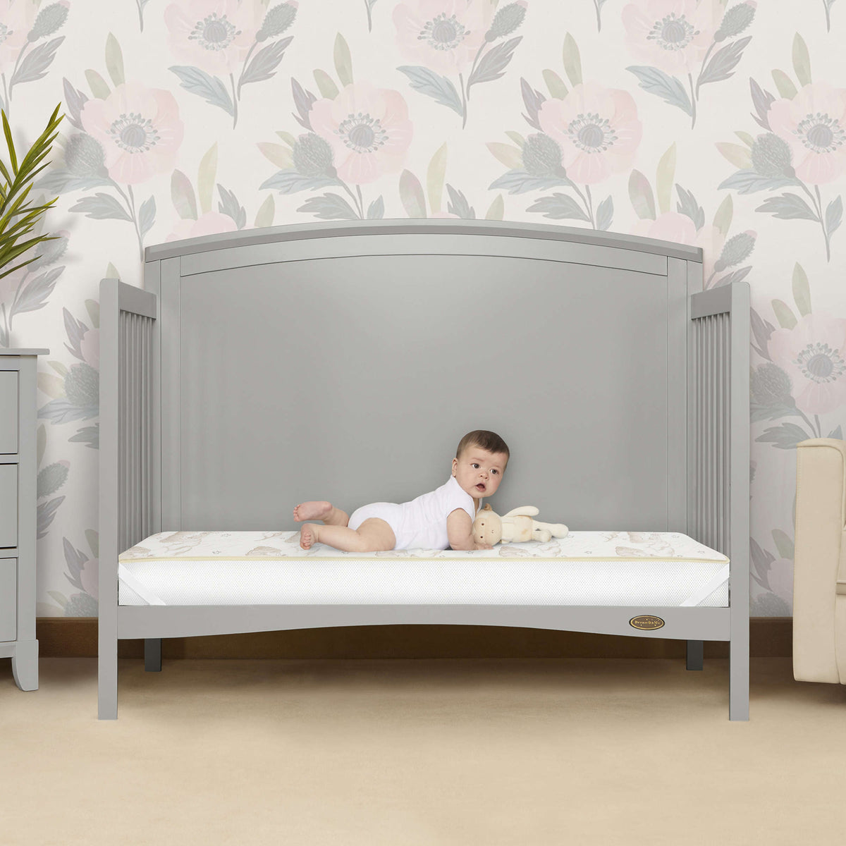 Dream on Me Holly 5 Inch Crib Mattress 52x28, Waterproof, White and Brown (Used)