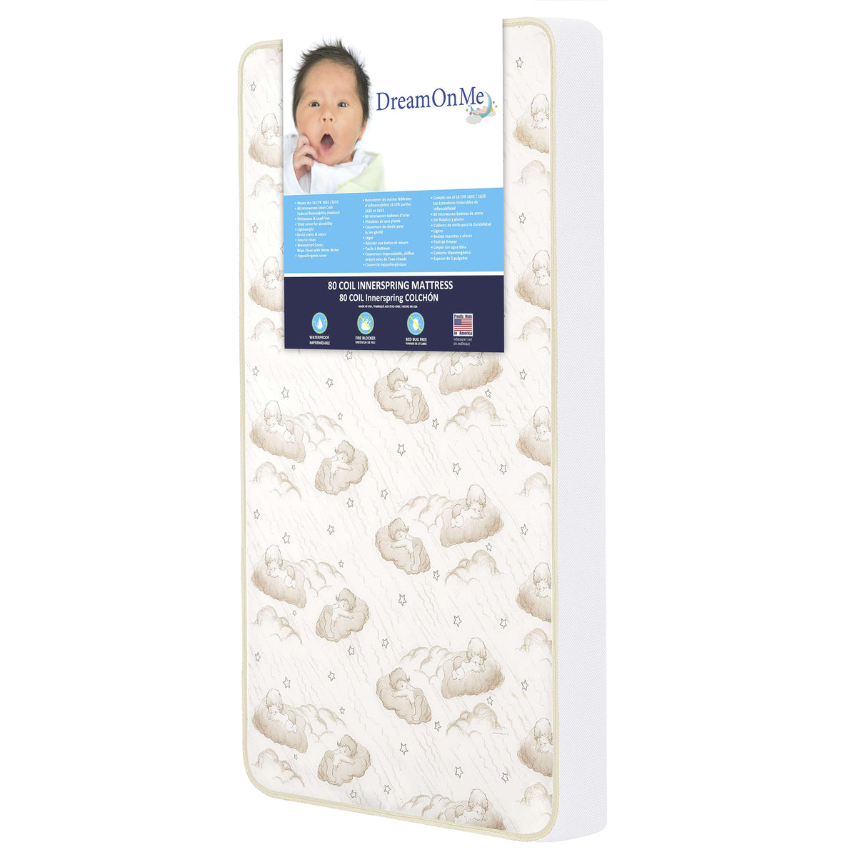 Dream on Me Holly 5 Inch Crib Mattress 52x28, Waterproof, White and Brown (Used)