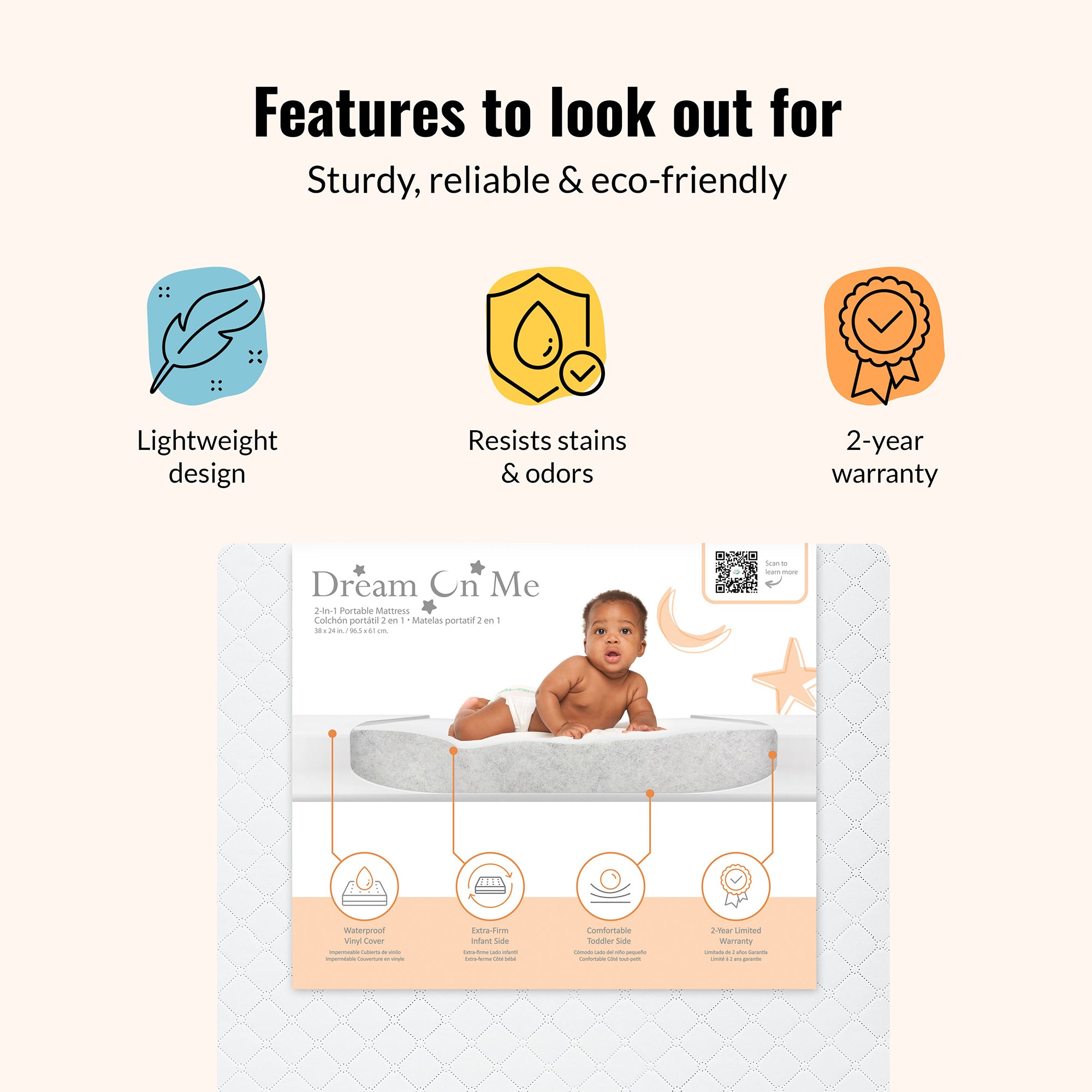 Dream on Me Holly 3 inch Fiber Portable/Mini Crib Mattress