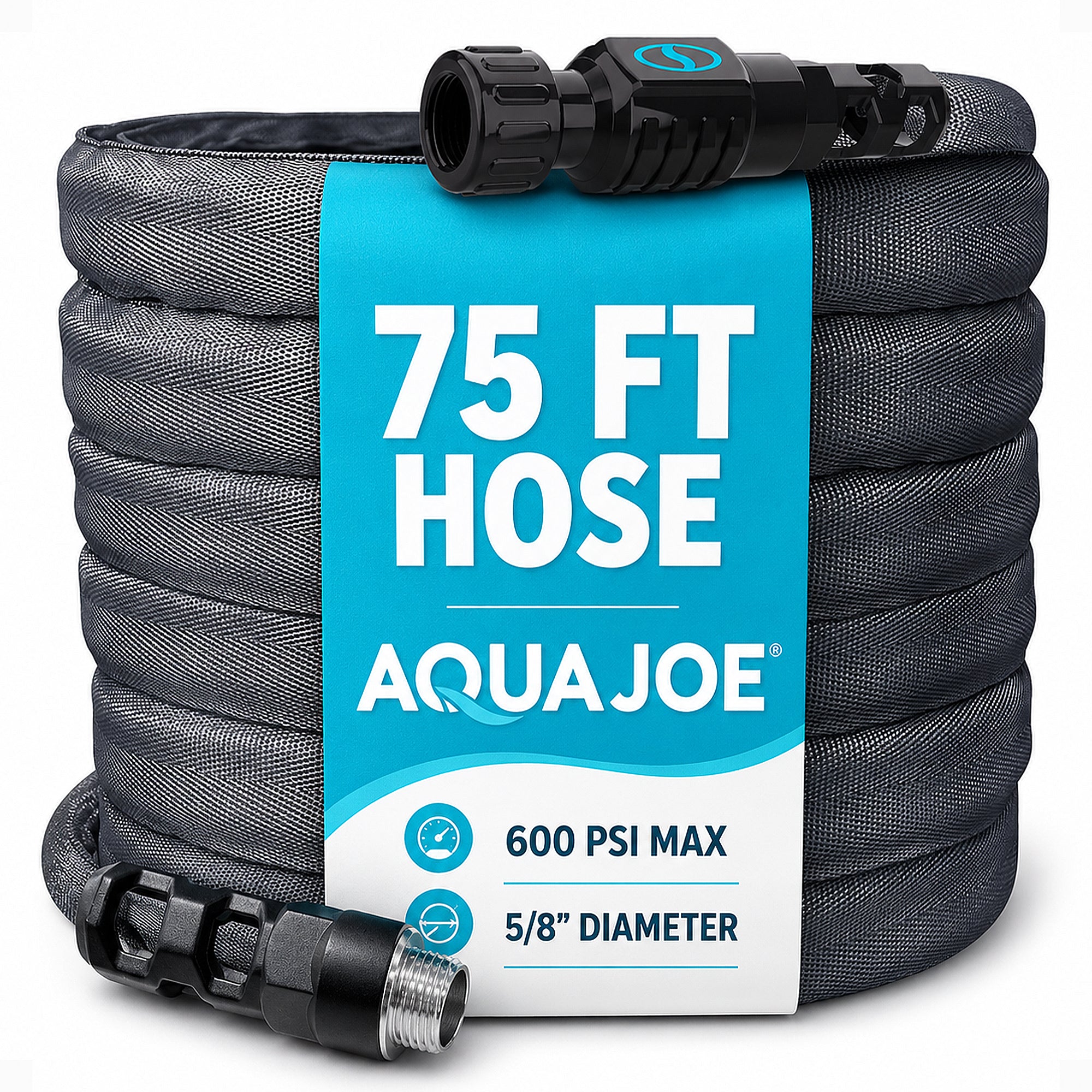 Aqua Joe FiberJacket Garden Hose, Kink-Resistant, 75' x 5/8" Diameter