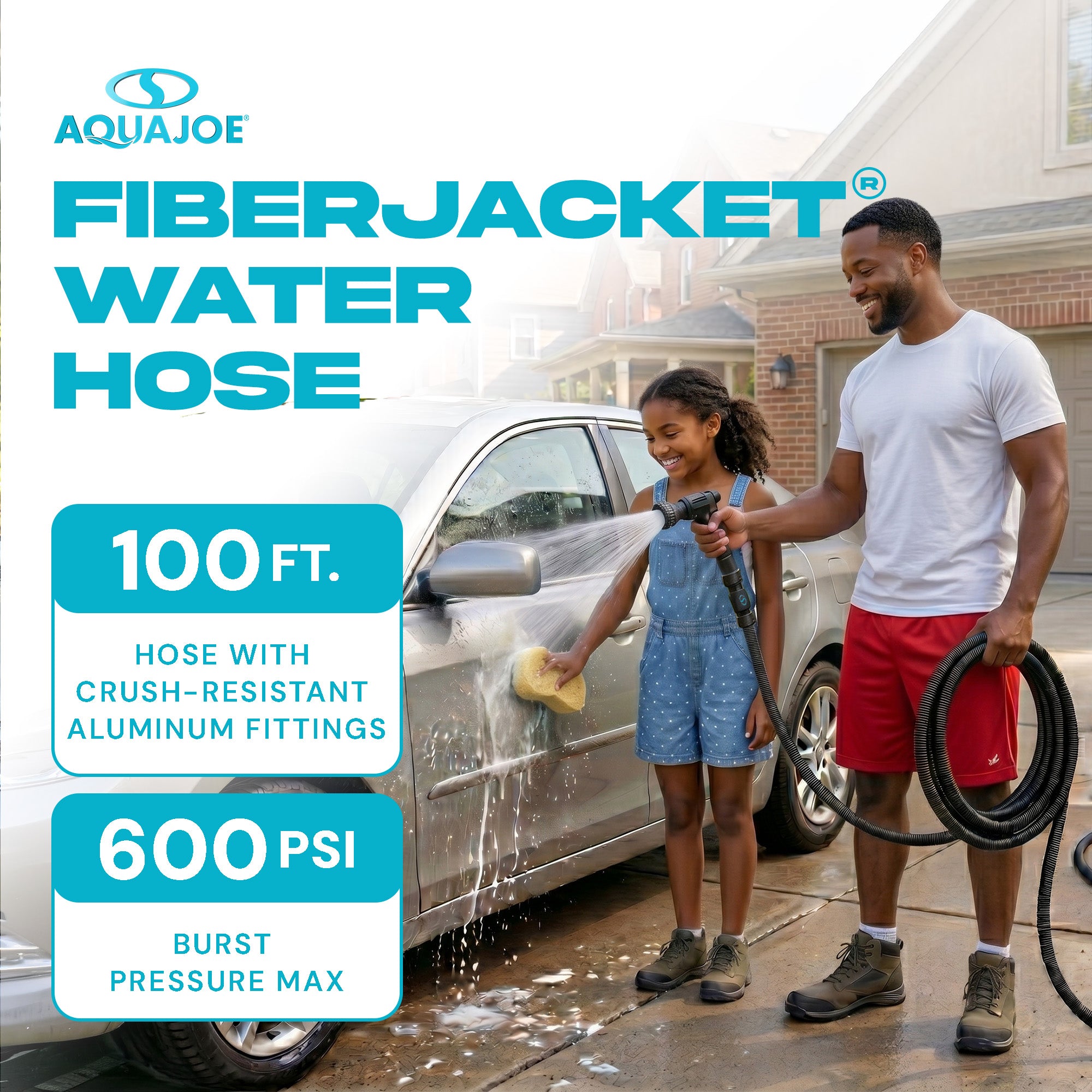 Aqua Joe FiberJacket Garden Hose, Kink-Resistant, (Open Box)
