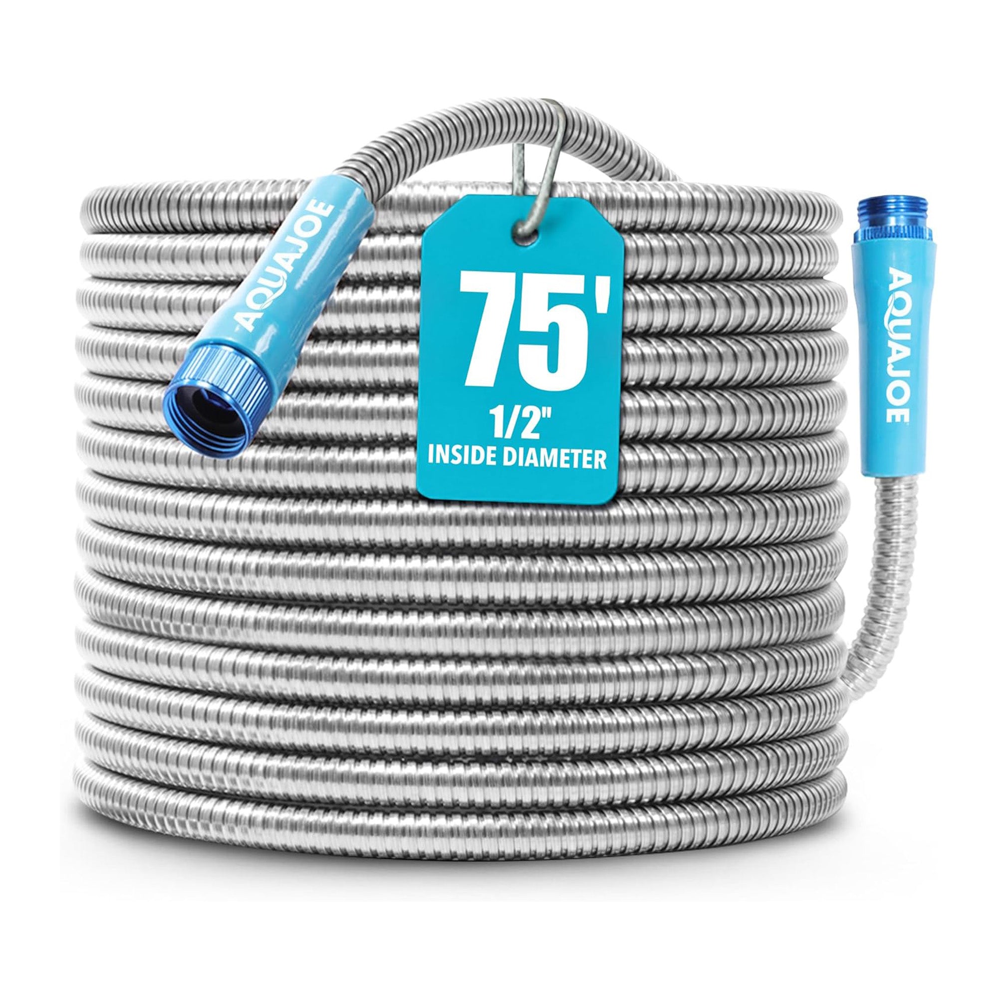 Aqua Joe 75 Ft Heavy Duty Stainless Steel Garden Hose, 1/2" Diameter, AJSGH75 - VMInnovations