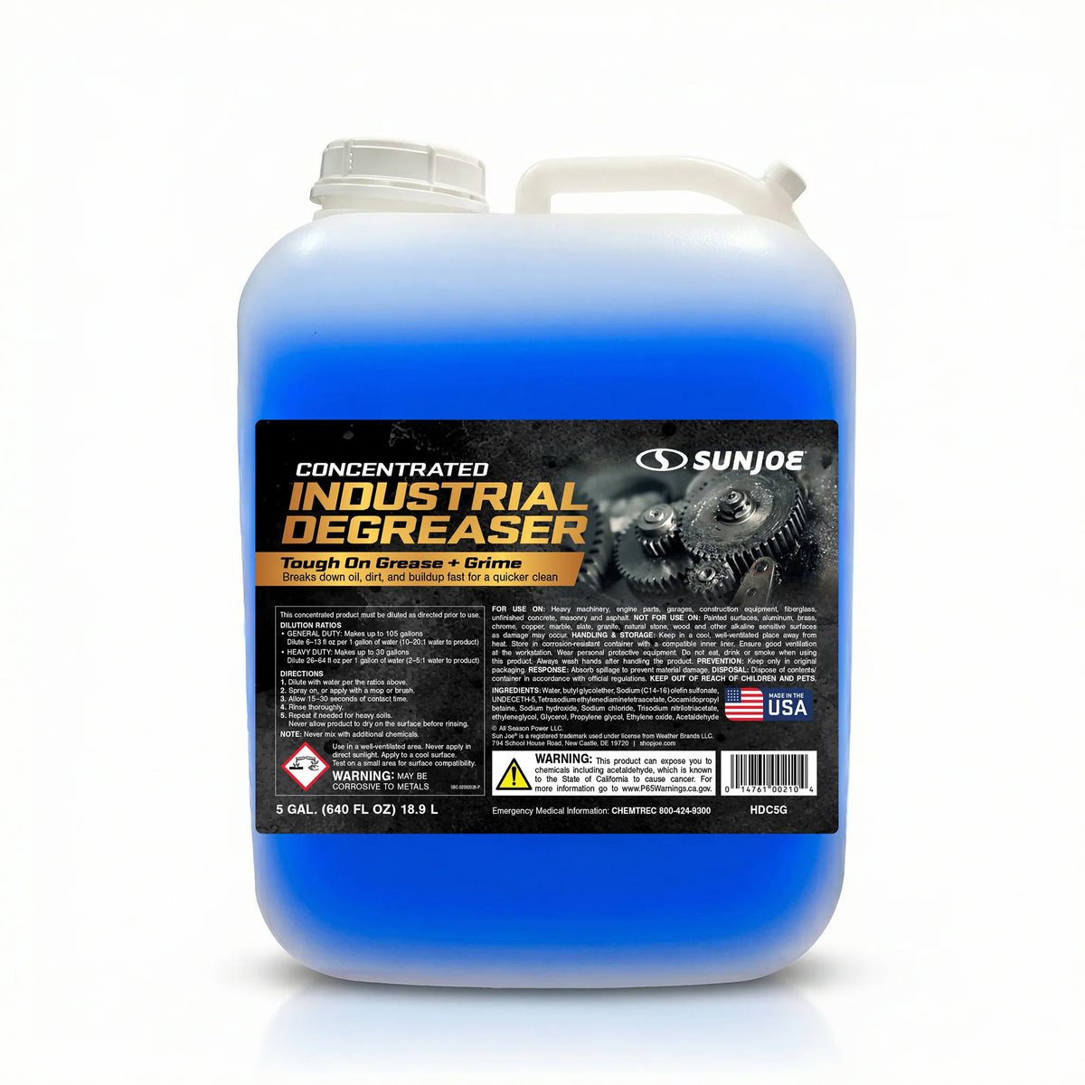 Sun Joe Concentrated Industrial Degreaser for Engines, Heavy-Duty, 5 Gal, HDC5G