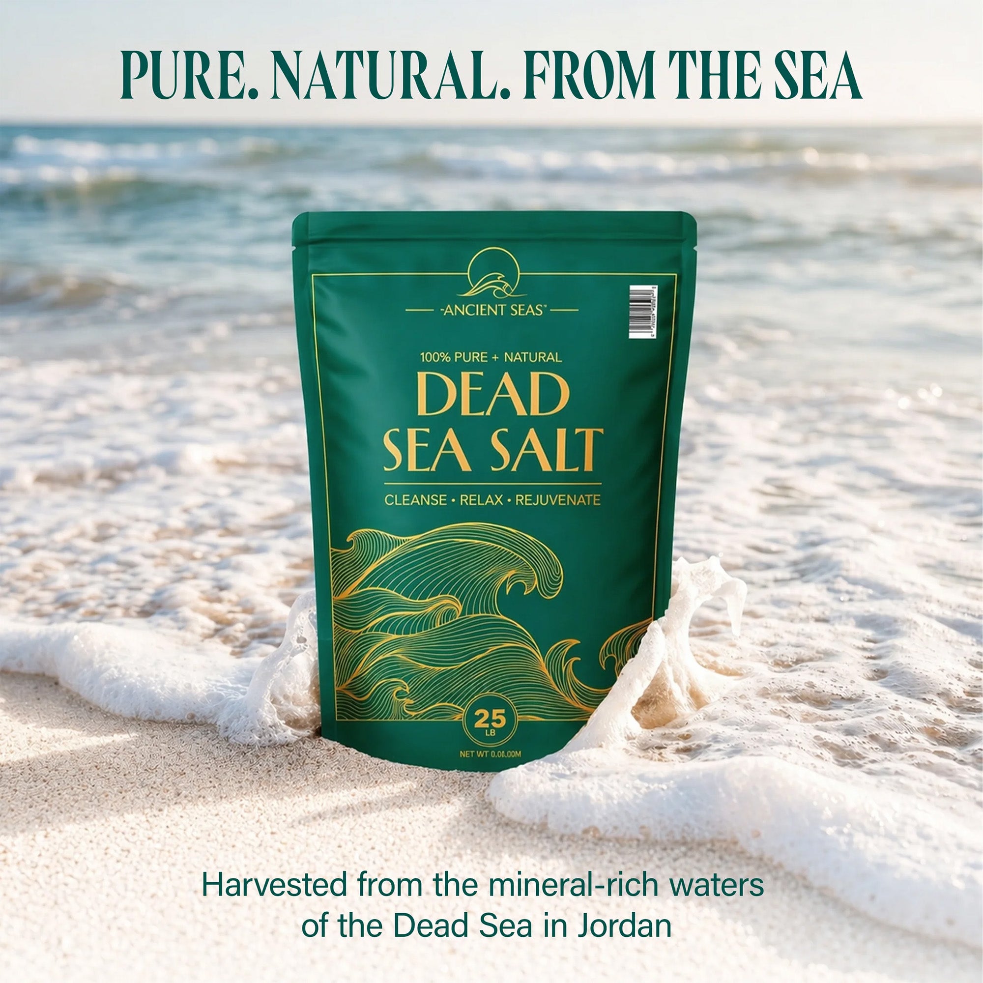 Ancient Seas Dead Sea Salt, Fast-Dissolving for Bath Soaks & Spa Use, 25 Lb Bag - VMInnovations