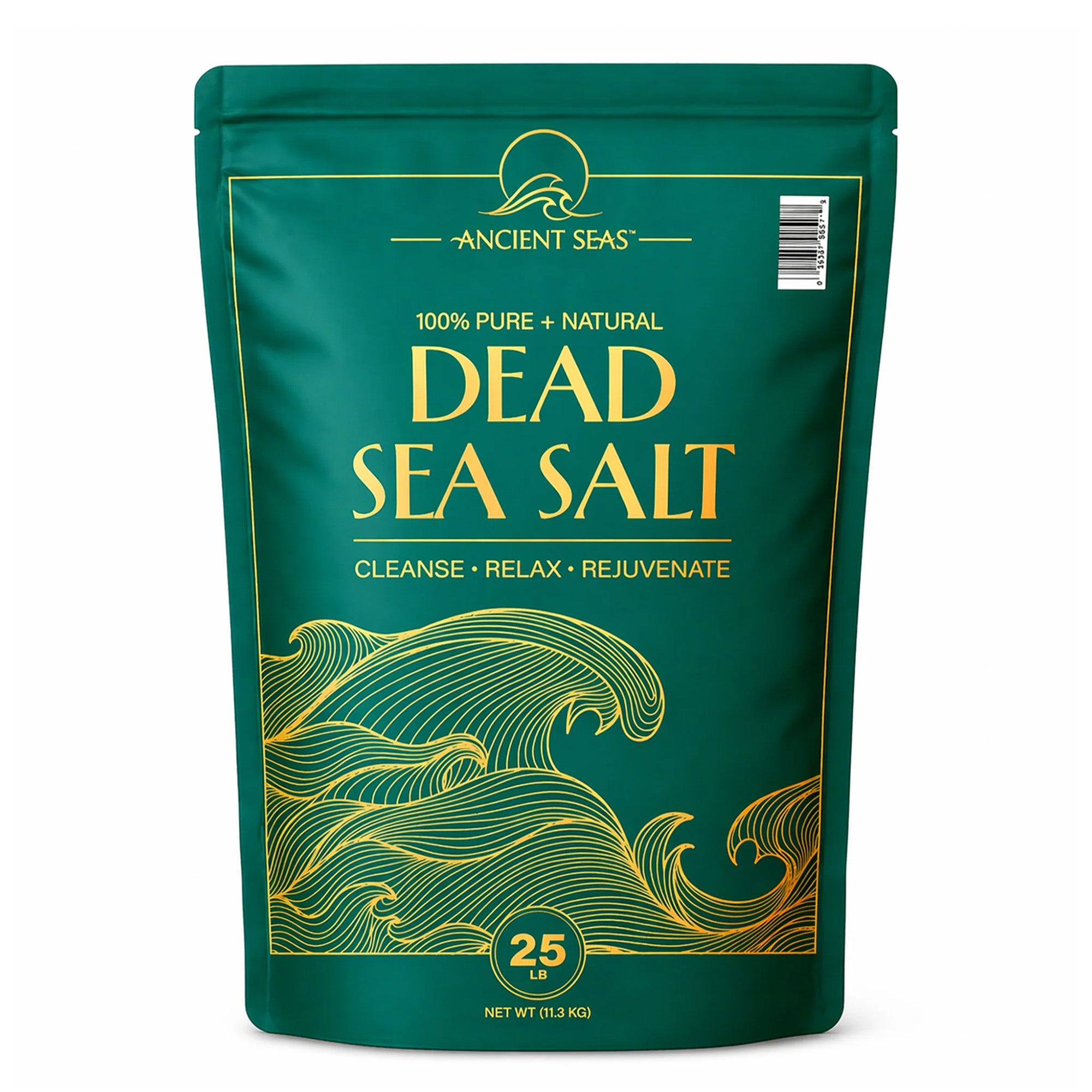 Ancient Seas Dead Sea Salt, Fast-Dissolving for Bath Soaks & Spa Use, 25 Lb Bag - VMInnovations