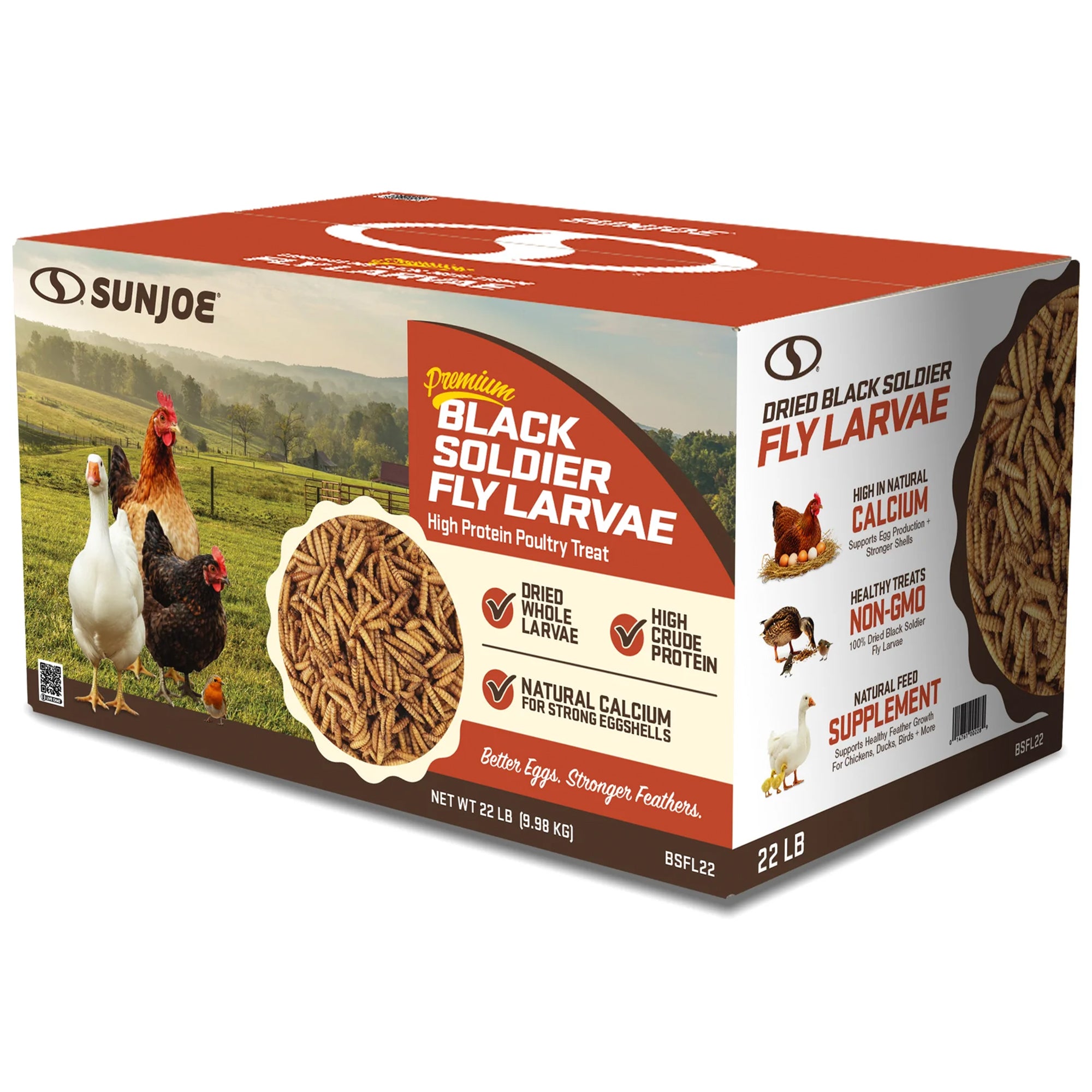 Sun Joe Whole Dried Black Soldier Fly Larvae, High Protein Poultry Treat, 22 lb - VMInnovations