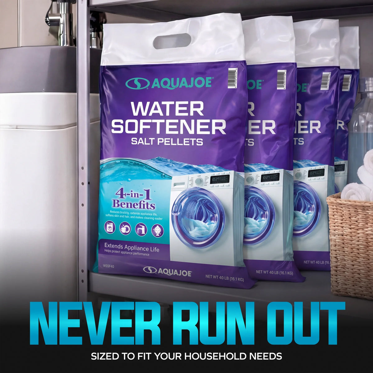 Aqua Joe Water Softener Salt Pellets with Iron Guard, 5-in-1 Benefits, 40 Lb Bag