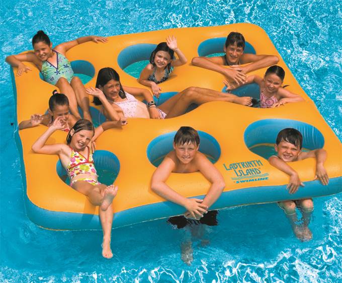 Swimline Swimming Pool Inflatable Labyrinth Island Fun Float Kids Toy (Open Box) - VMInnovations