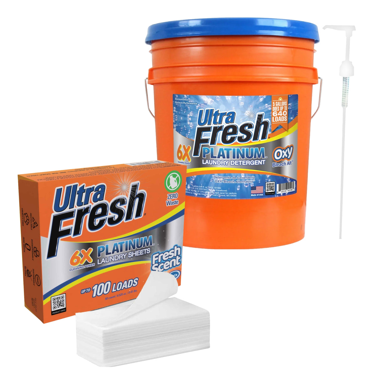 Ultra Fresh 6X Platinum Laundry Detergent & Platinum 6X Laundry Detergent Sheets