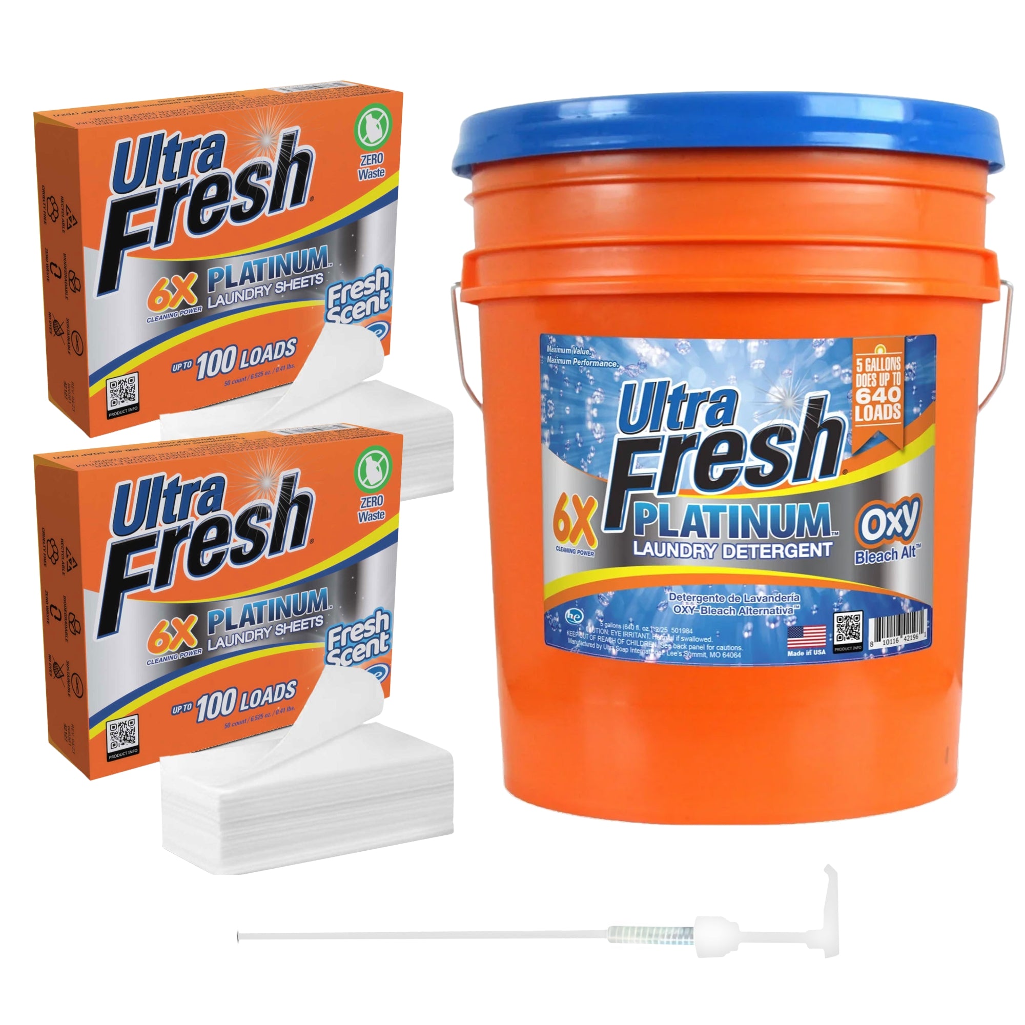 Ultra Fresh 6X Platinum Laundry Detergent & 2 Pack Platinum 6X Laundry Sheets