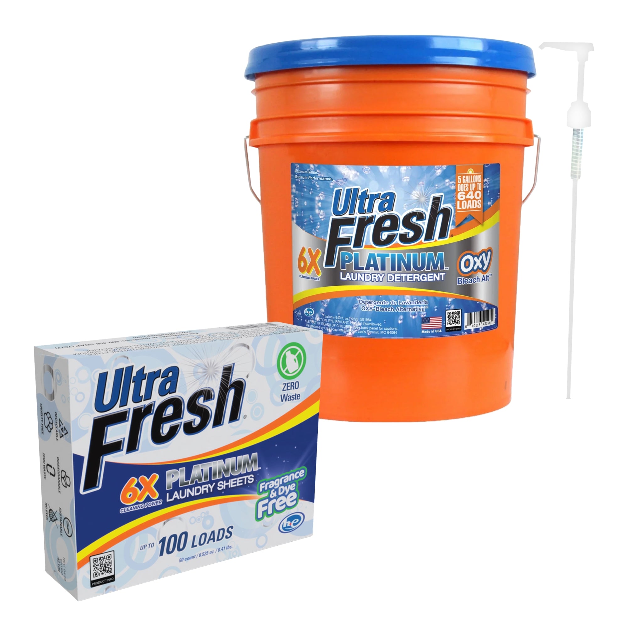 Ultra Fresh 6X Platinum Laundry Detergent & Laundry Sheets, Fragrance & Dye Free