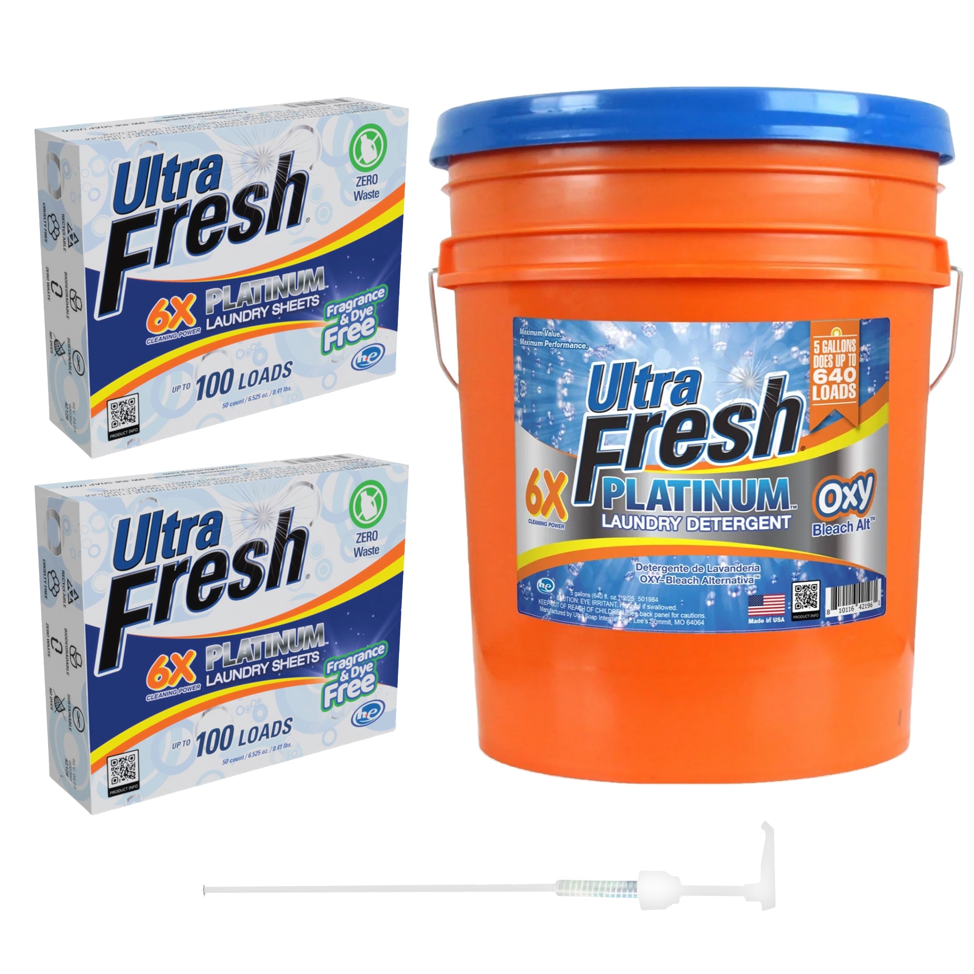 Ultra Fresh 6X Laundry Detergent & 2 Pack Laundry Sheets, Fragrance & Dye Free - VMInnovations