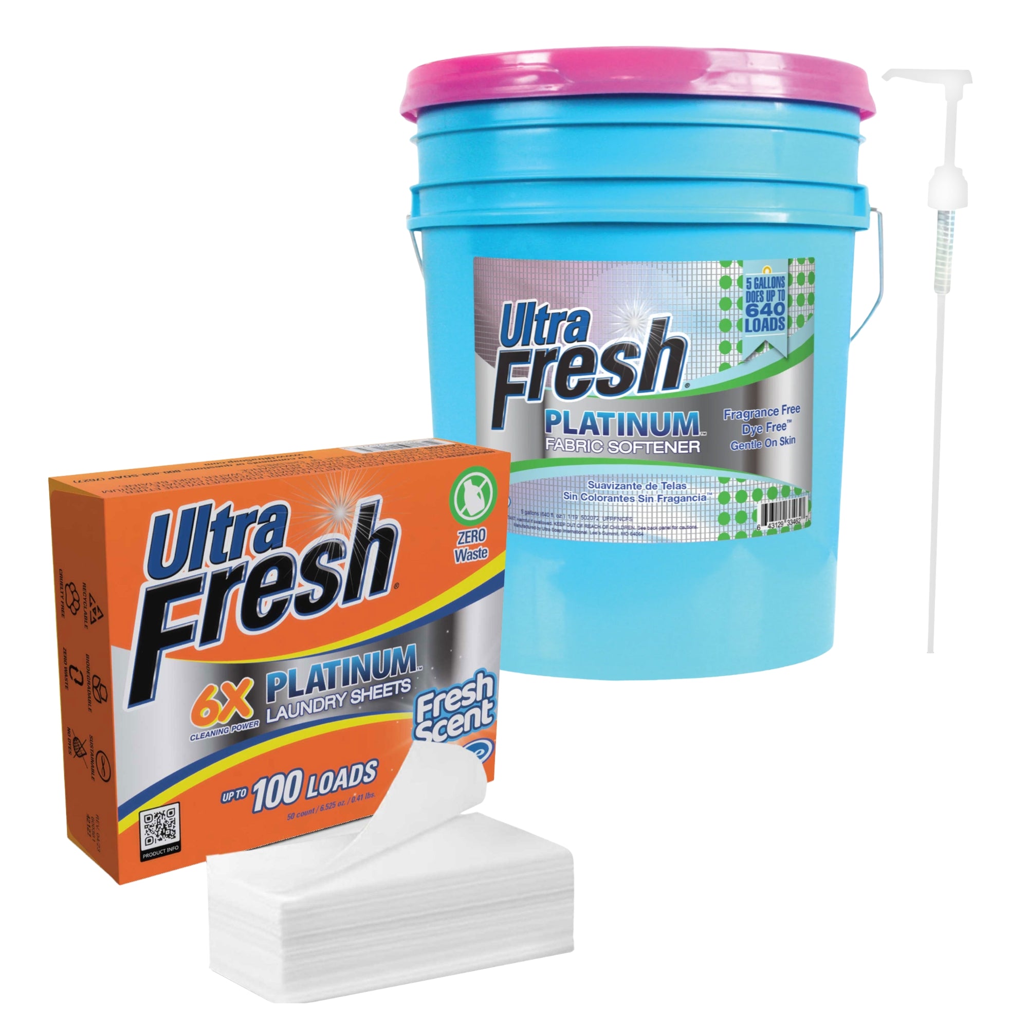 Ultra Fresh Platinum Fabric Softener & Platinum 6X Laundry Detergent Sheets