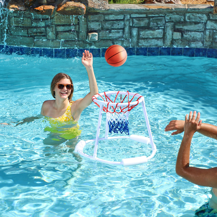 Swimline 9162 Super Hoops Floating Swimming Pool Basketball Game Set with Ball - VMInnovations