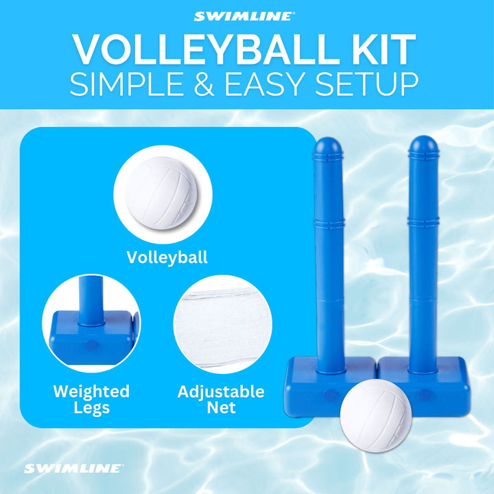 Swimline 9186 Cross Inground Swimming Pool Fun Volleyball Net Game Water Set - VMInnovations