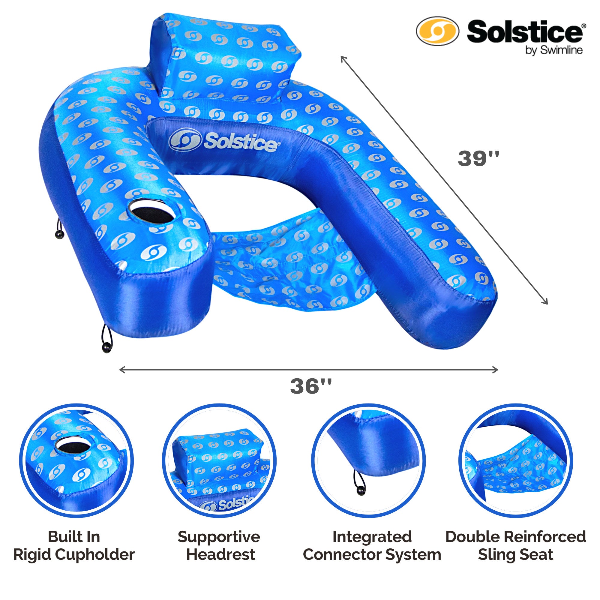 New Swimline 15120DC Swimming Pool Float Inflatable Designer Loop Fabric Lounger - VMInnovations