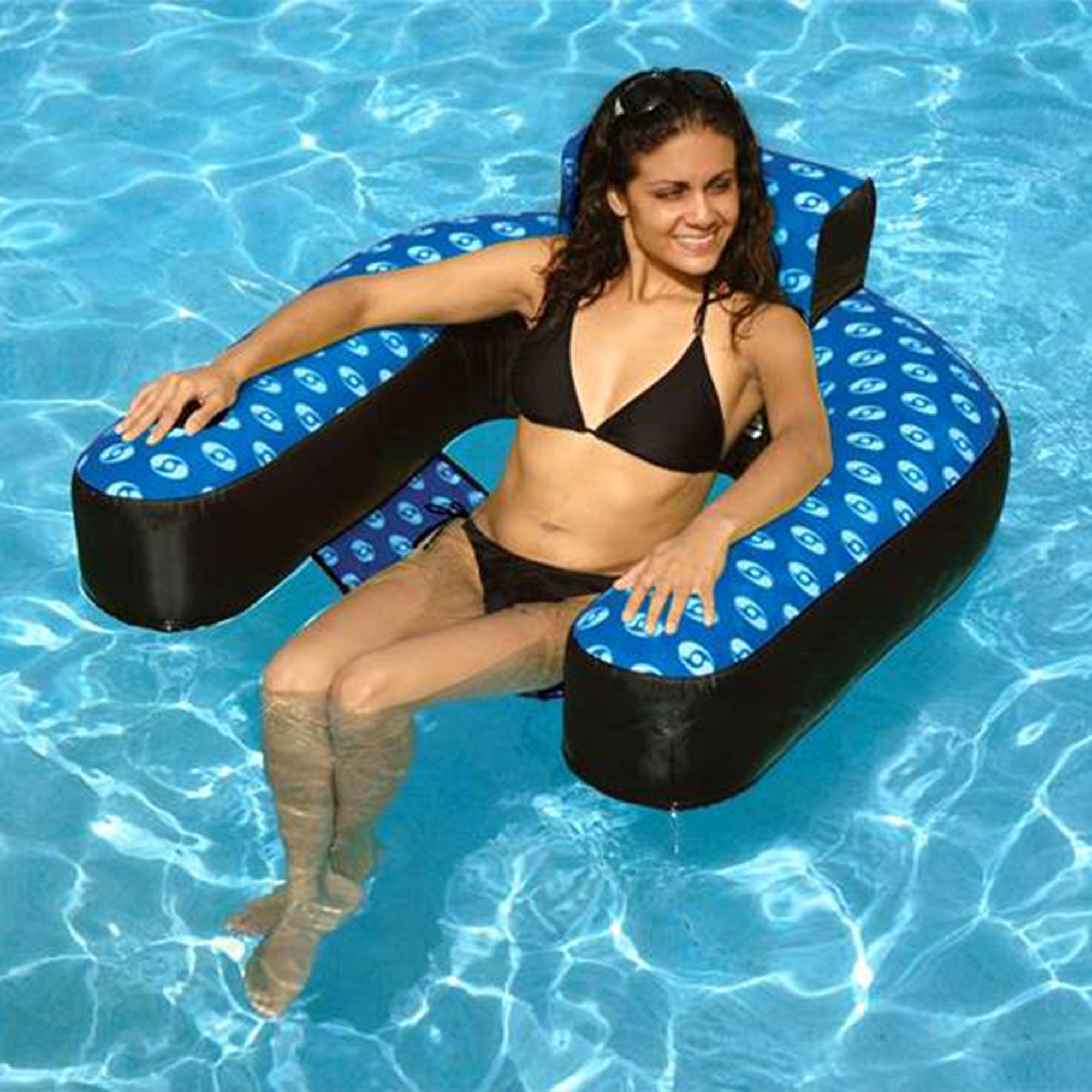 New Swimline 15120DC Swimming Pool Float Inflatable Designer Loop Fabric Lounger - VMInnovations