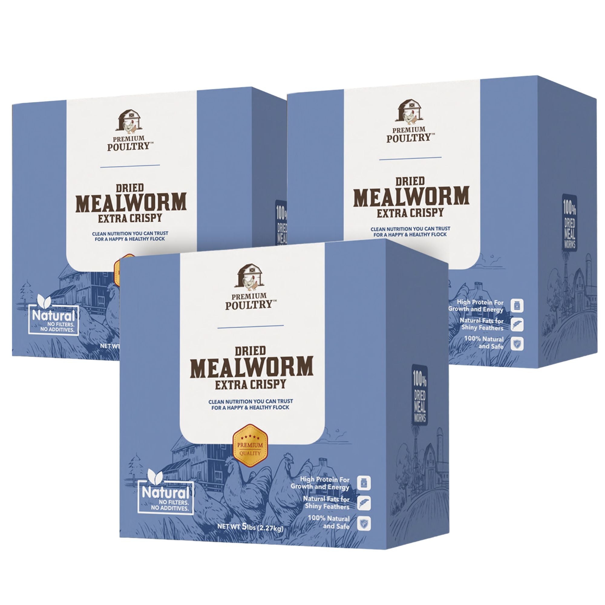 Premium Poultry 15 Pound Dried Mealworms Natural High Protein Chicken Feed Treat