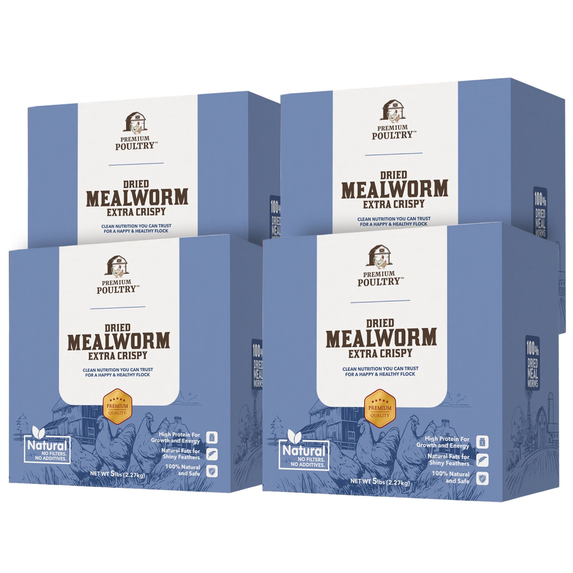 Premium Poultry 20 Pound Dried Mealworms Natural High Protein Chicken Feed Treat - VMInnovations