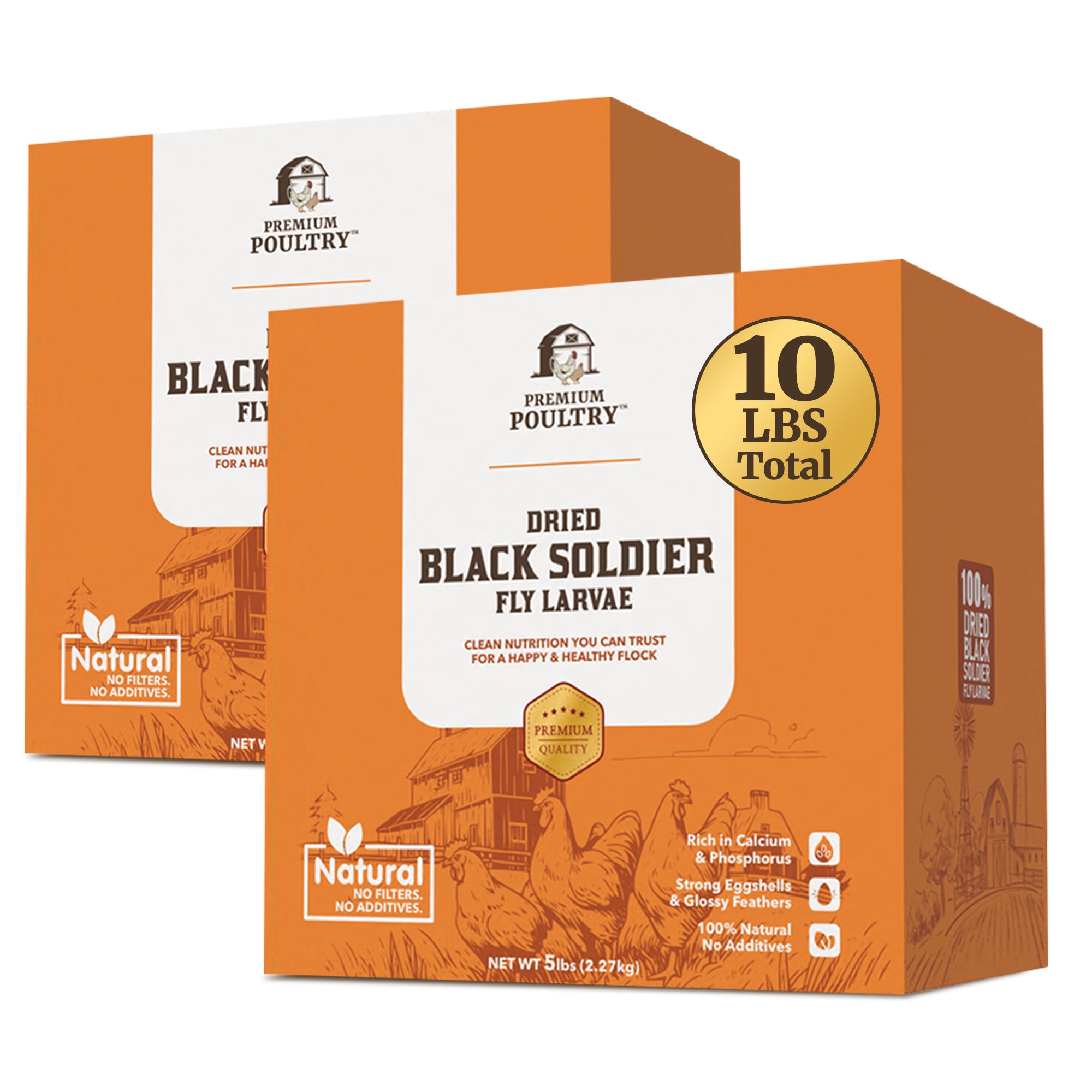 Premium Poultry 10 lb Dried Black Soldier Fly Larvae Chicken Feed Protein Treats