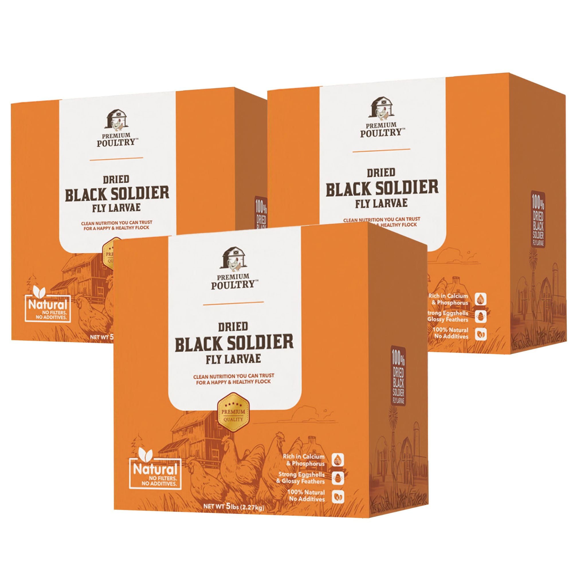 Premium Poultry 15 lb Dried Black Soldier Fly Larvae Chicken Feed Protein Treats