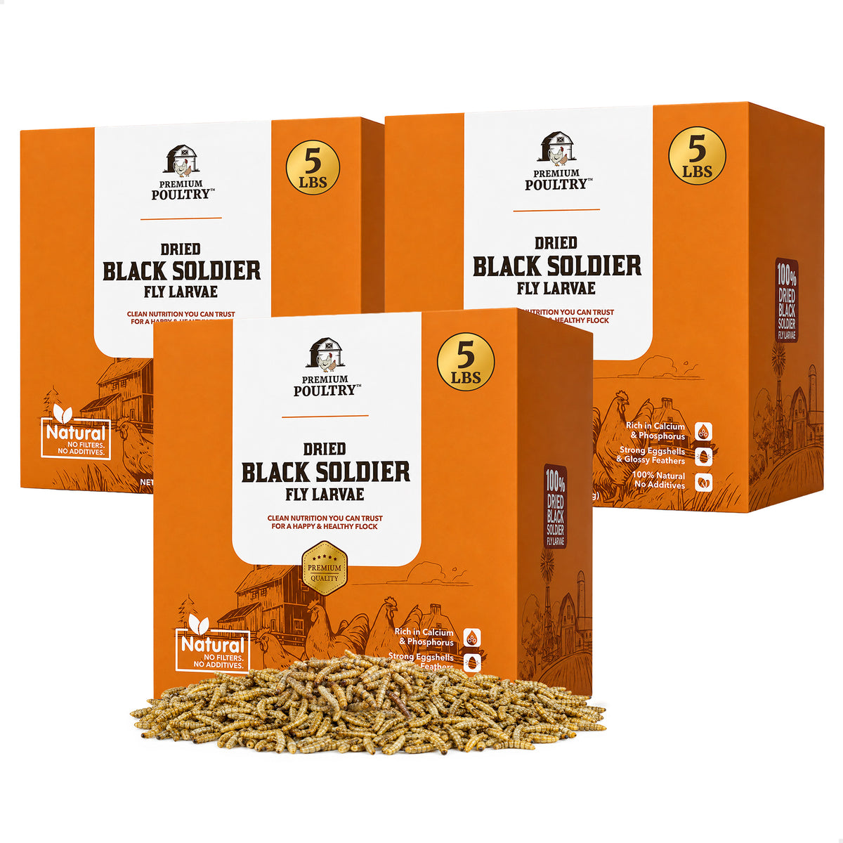 Premium Poultry 15 lb Dried Black Soldier Fly Larvae Chicken Feed Protein Treats