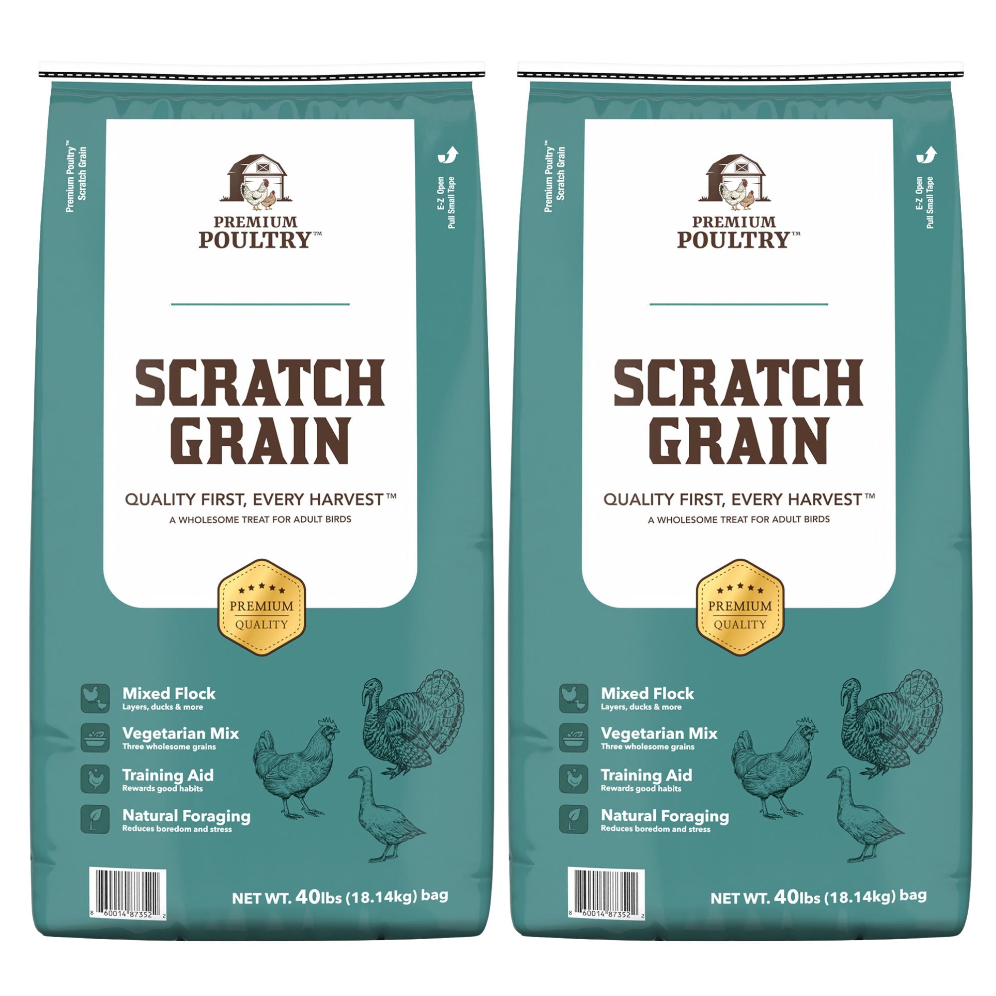 Premium Poultry Scratch Grain for Adult Chickens, Ducks, and Turkeys, 80 Pounds