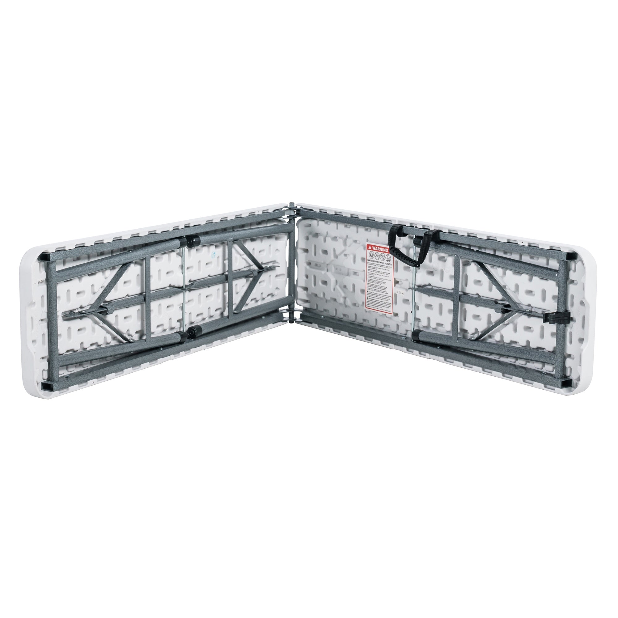 Peakform Compact Outdoor Folding Centerfold Bench, 6 Foot, Steel Frame, White - VMInnovations