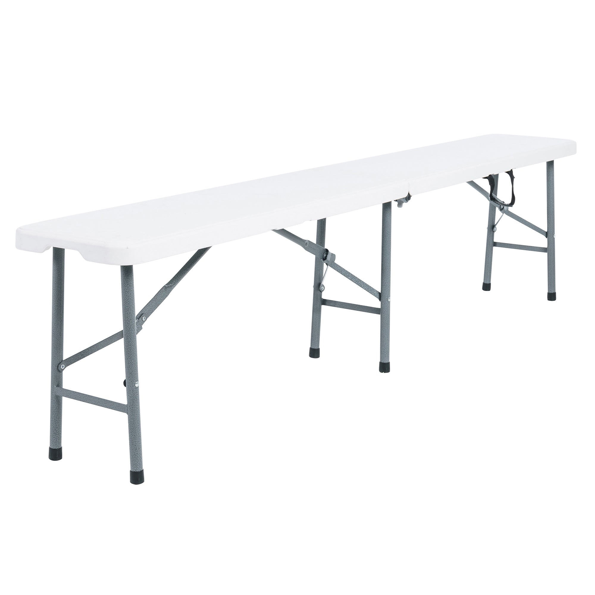 Peakform Compact Outdoor Folding Centerfold Bench, 6 Foot, Steel Frame, White - VMInnovations