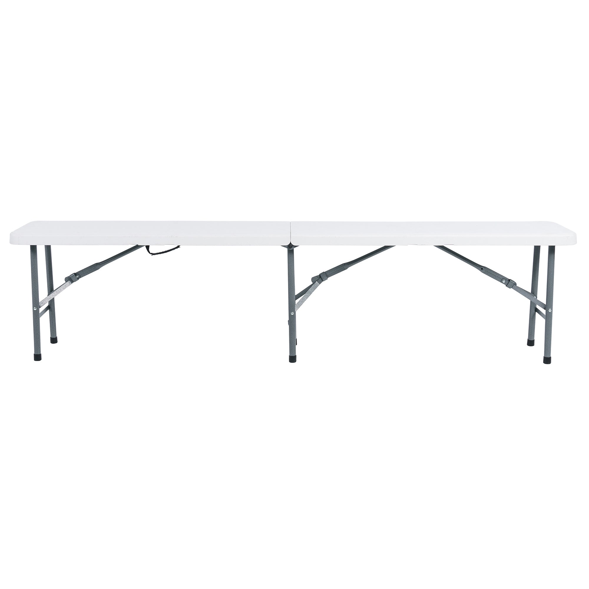 Peakform Compact Outdoor Folding Centerfold Bench, 6 Foot, Steel Frame, White - VMInnovations