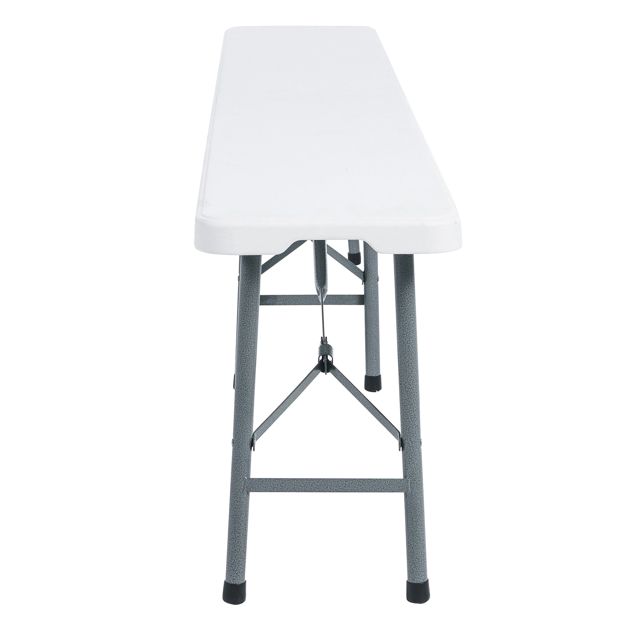 Peakform Compact Outdoor Folding Centerfold Bench, 6 Foot, Steel Frame, White - VMInnovations