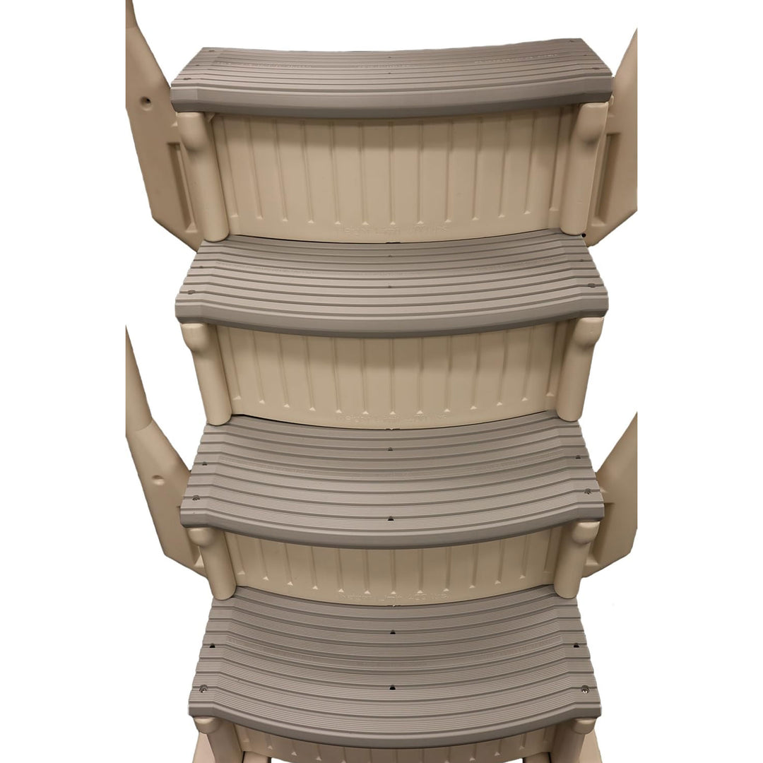 Confer Plastics CCX-AG 4 Step Above Ground Pool Ladder Stair Entry System, Grey - VMInnovations